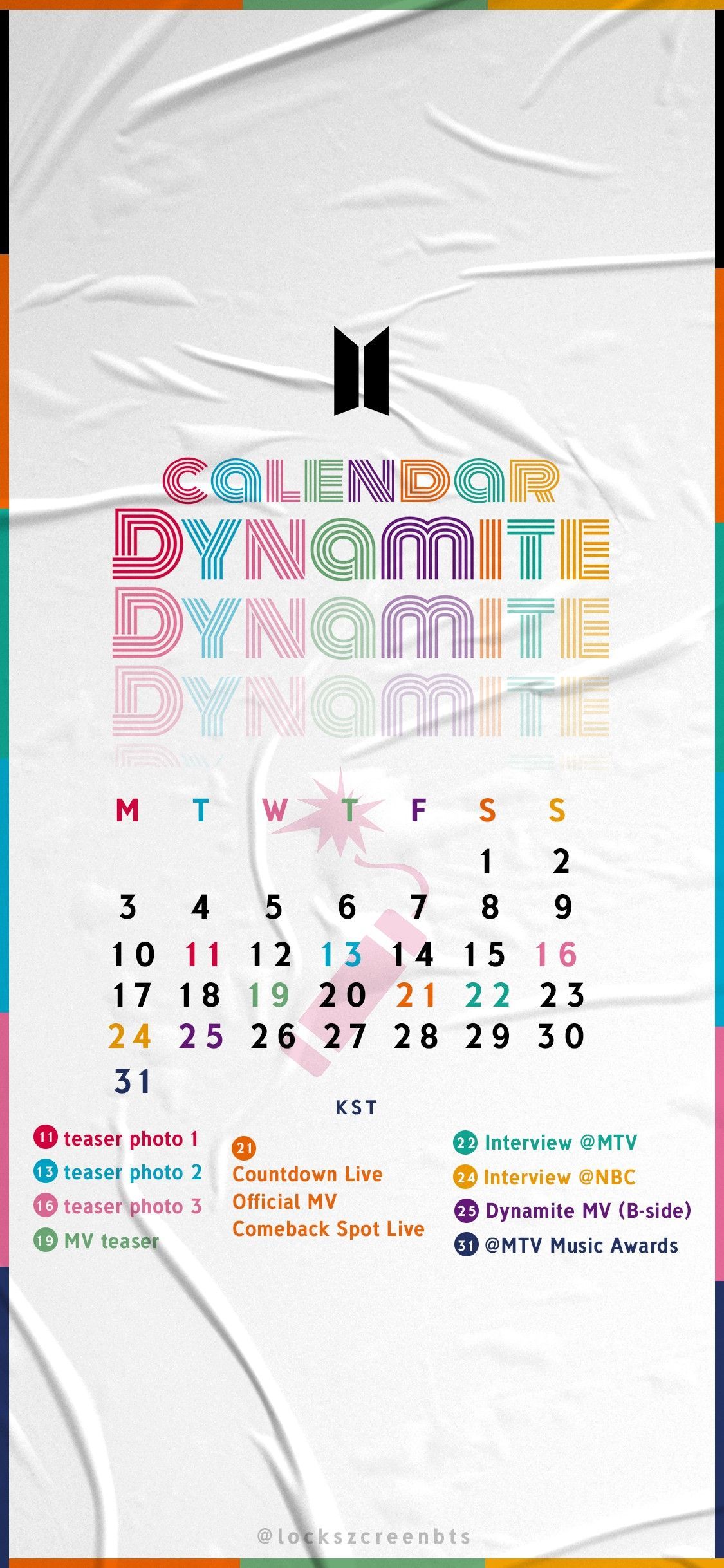Bts Dynamite Calendar Wallpaper