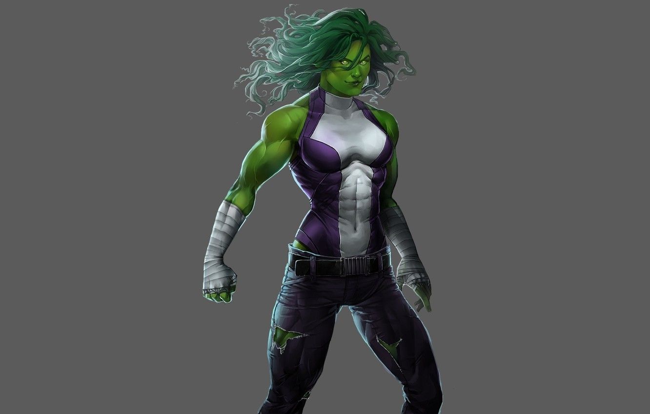 Wallpaper White, Purple, Green, Hair, Costume, Gloves, MARVEL, She Hulk, She Hulk, Jennifer Walters, Jennifer Walters Image For Desktop, Section фантастика