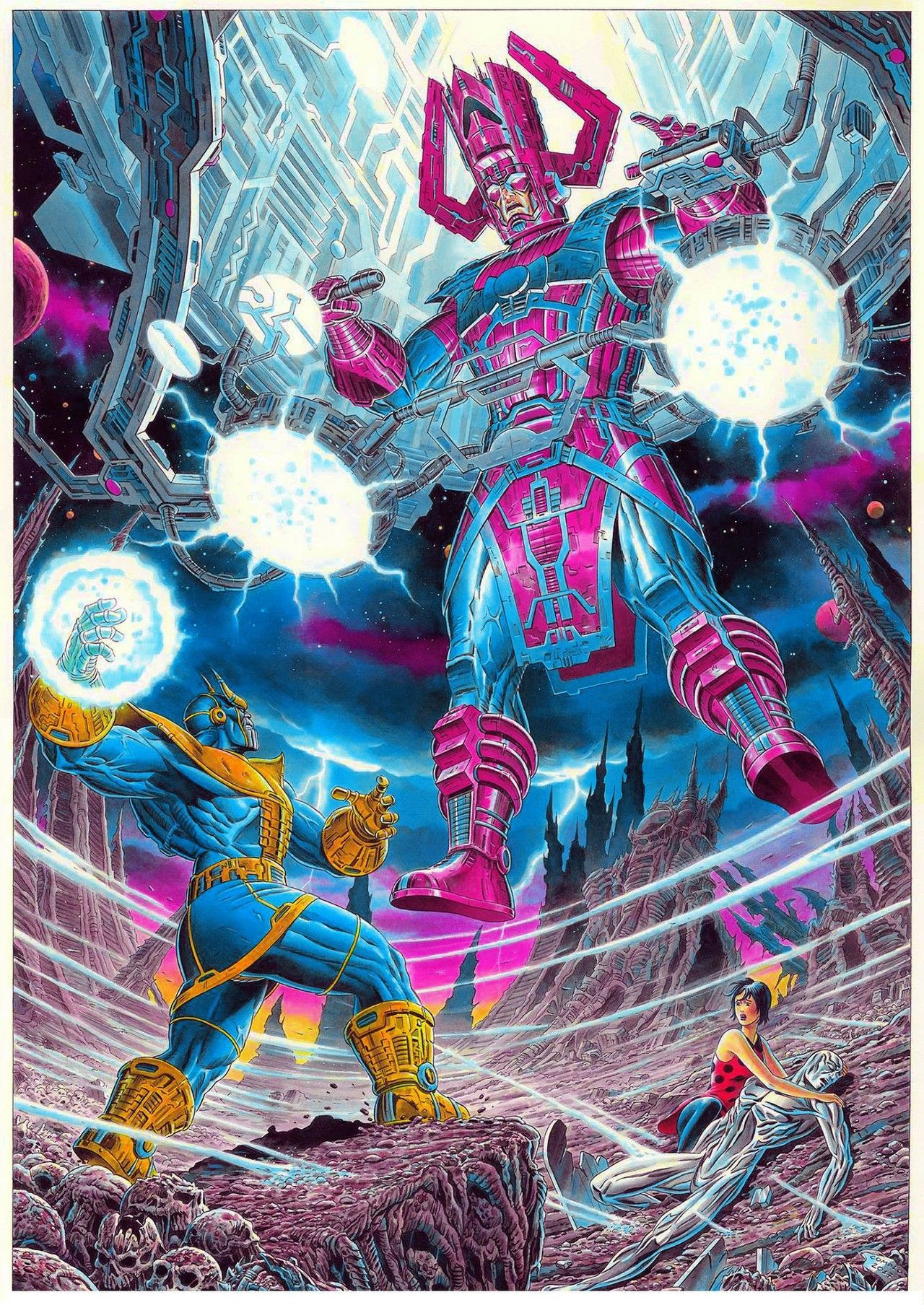 Galactus & Silver Surfer vs Thanos!. Marvel artwork, Marvel
