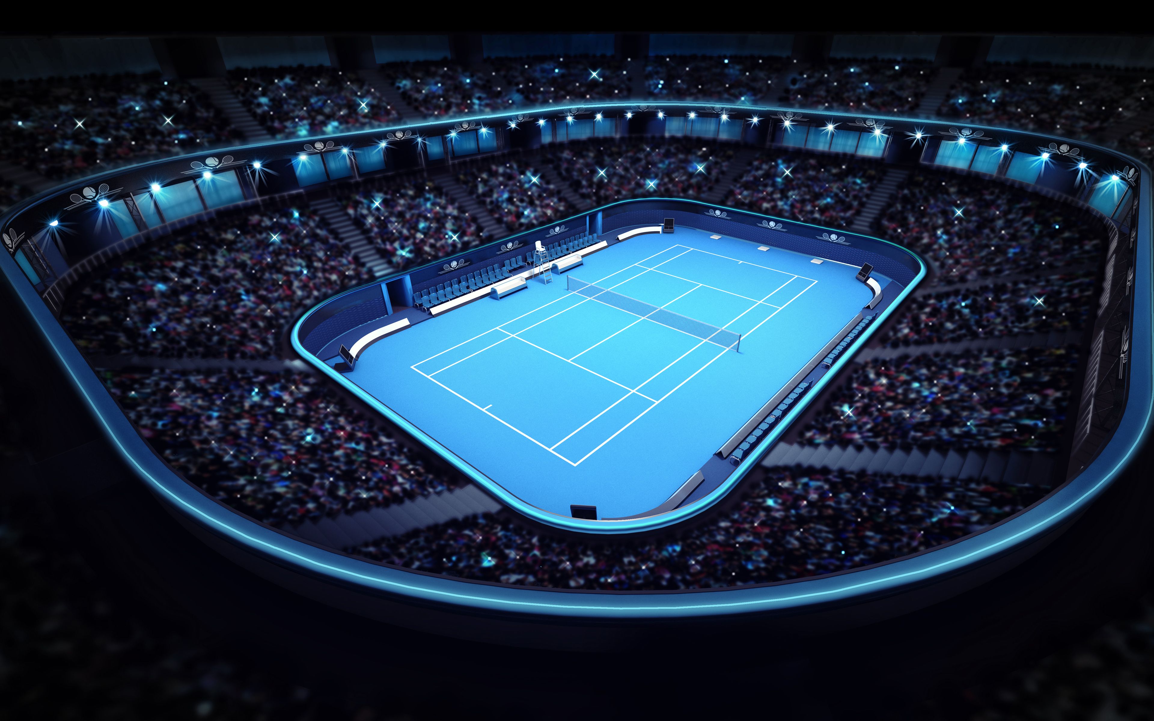 Download wallpaper tennis court, hard cover, tennis concepts, 3D