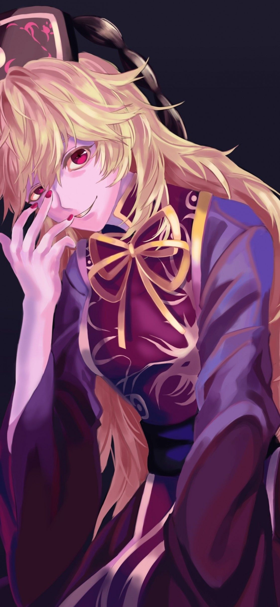 Download 1125x2436 Touhou, Junko, Red Eyes, Blonde, Scary Anime