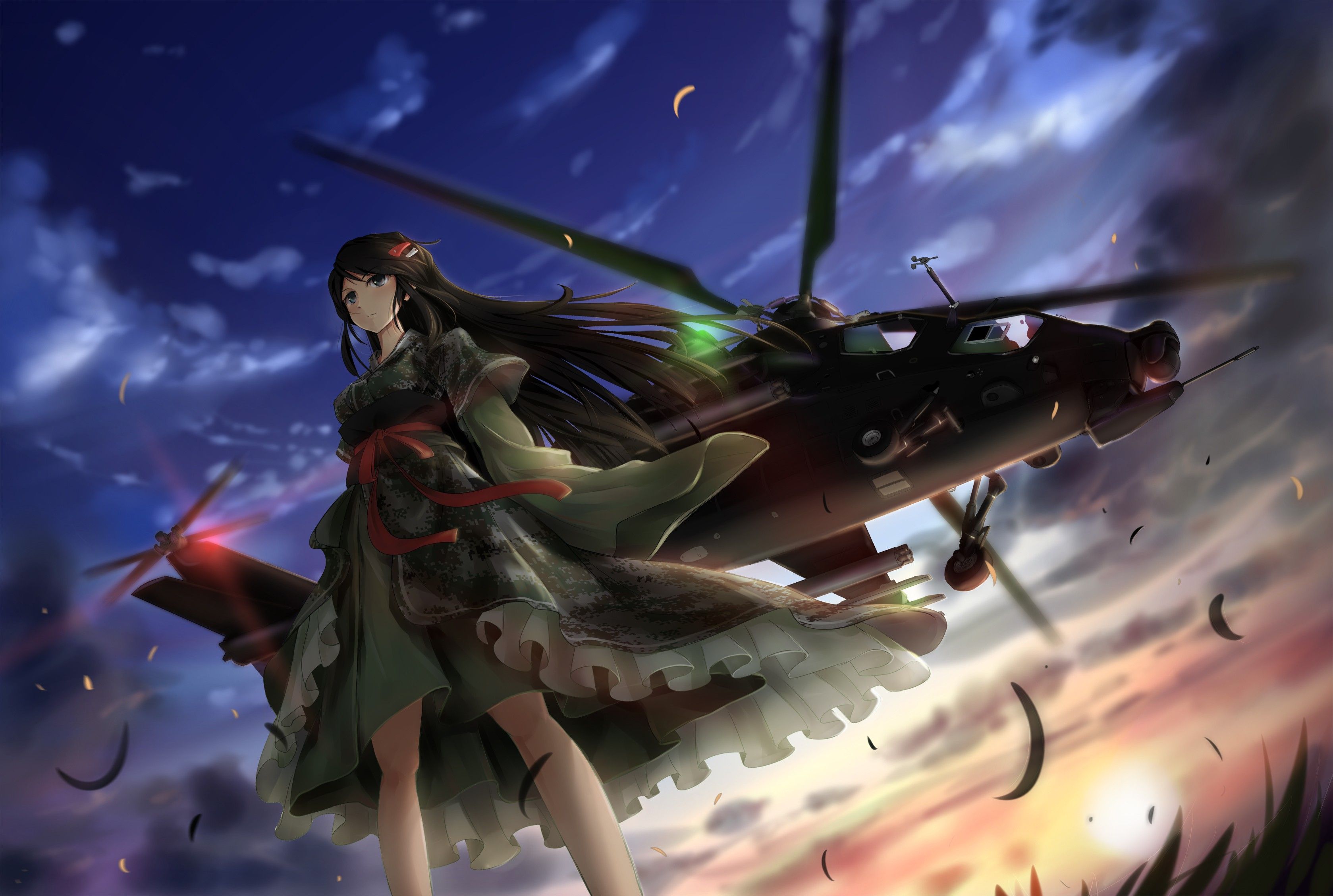 #anime girls, #helicopters, #TC #military, wallpaper
