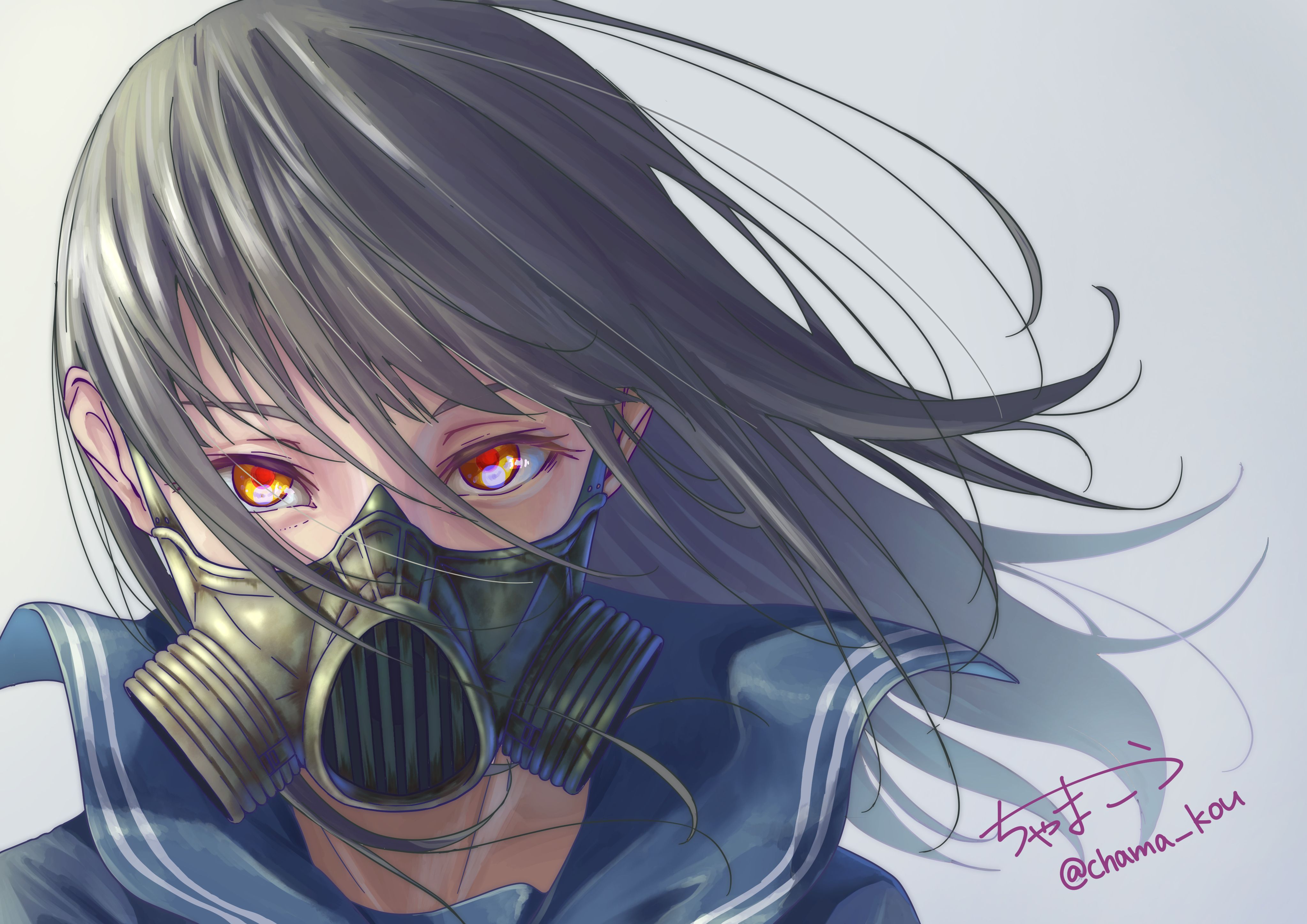 Anime Original Girl With Mask, HD Anime, 4k Wallpaper, Image