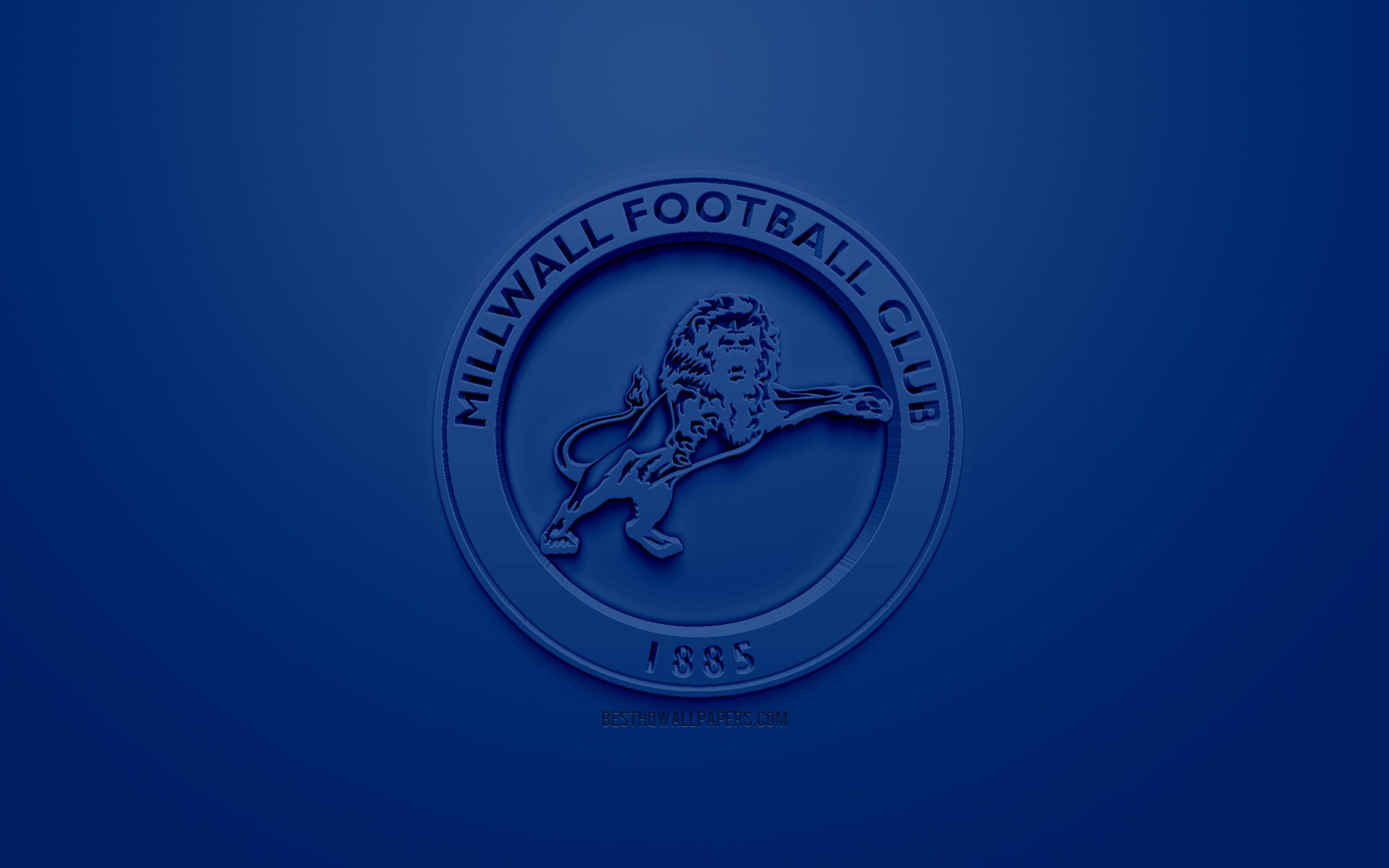 Download wallpaper Millwall FC, creative 3D logo, blue background