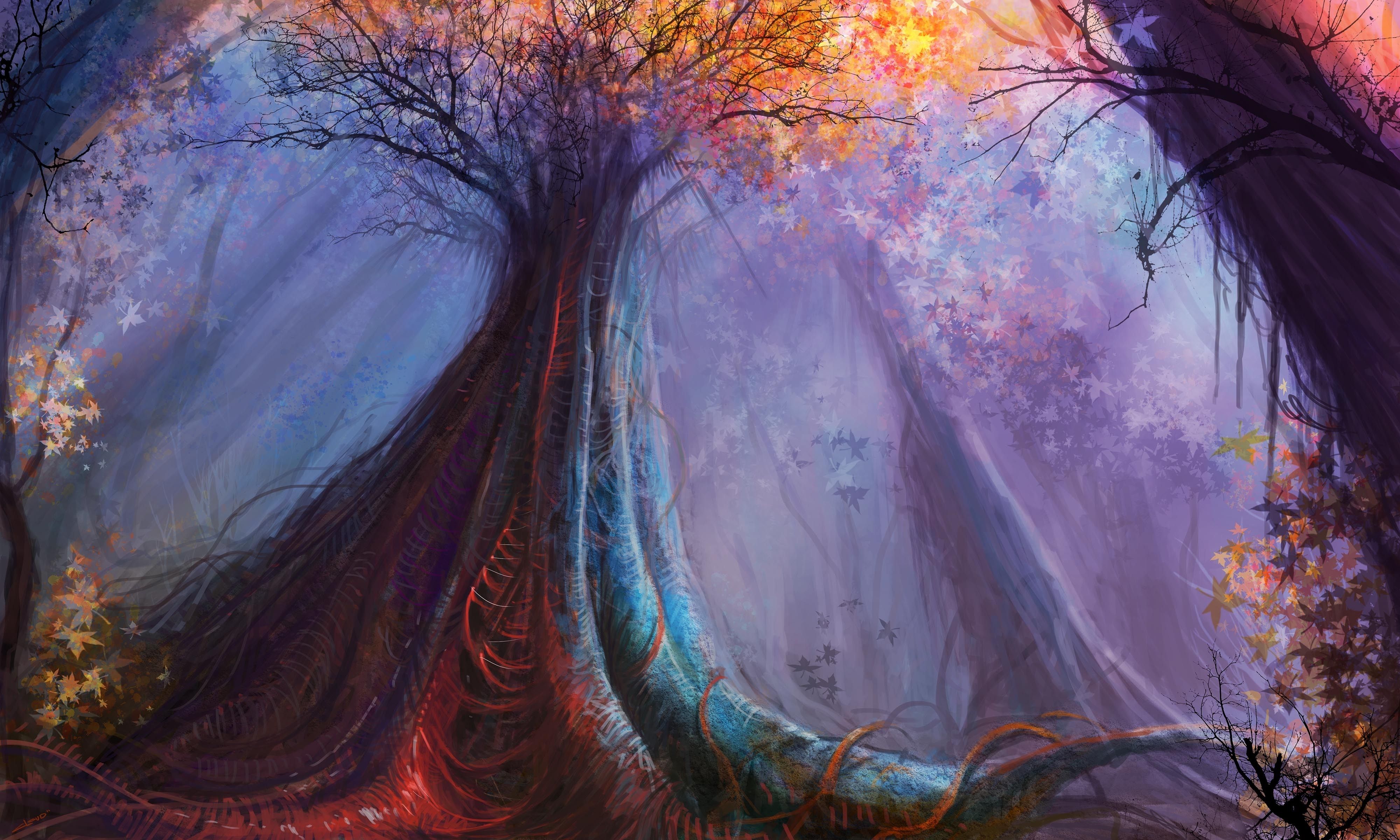 4000x2400 Artistic, Fall, Fantasy, Forest, Leaf, Tree