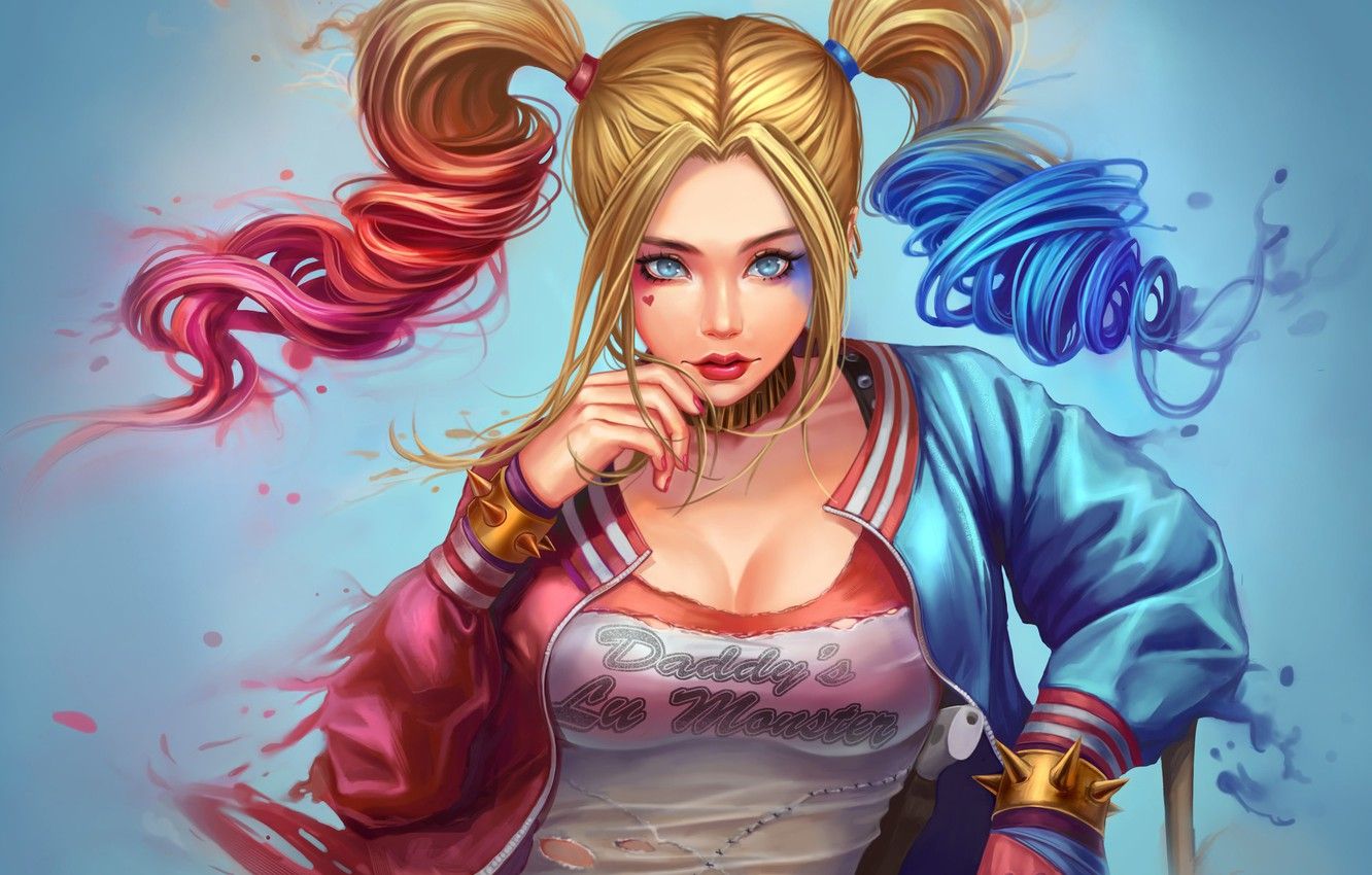 Wallpaper Girl, Minimalism, Figure, The game, Girl, Bit, Comic, Tattoo, Tattoo, Art, The film, , Beauty, Harley Quinn, , Figure image for desktop, section сэйнэн