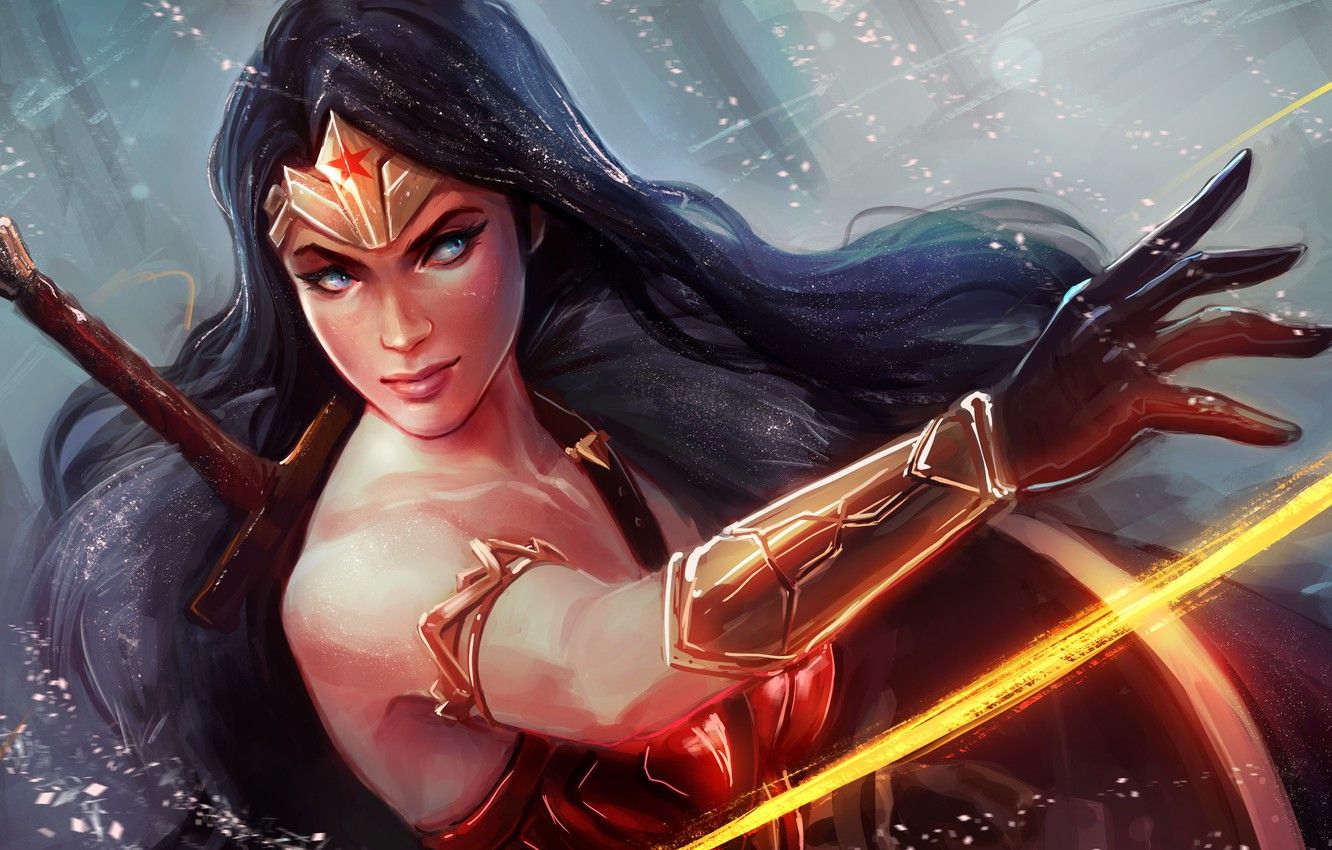 Wallpaper figure, sword, armor, art, Wonder Woman, comic, DC comics, Wonder woman image for desktop, section фантастика