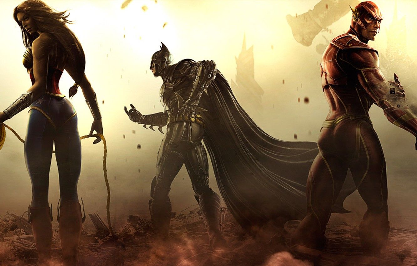 Wallpaper Batman, Fighting, PS3, Game, Flash, Injustice, Wonder women, Xbox360 image for desktop, section игры