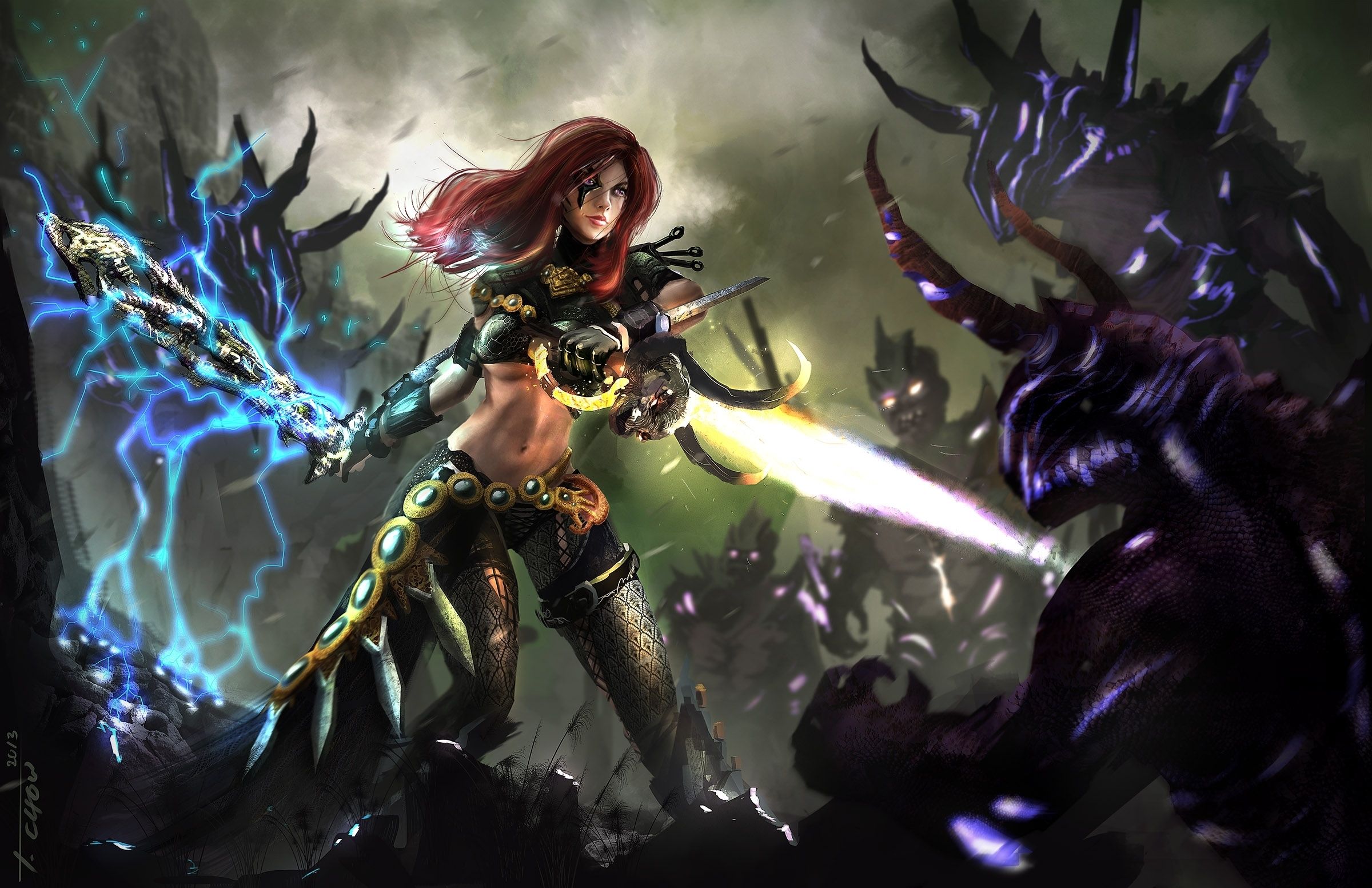 Image Warriors female Fantasy Battles 2400x1553