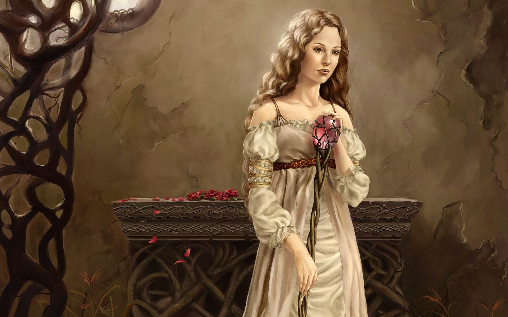 Wallpaper Blonde girl holding a magic wand 1920x1200 HD Picture, Image