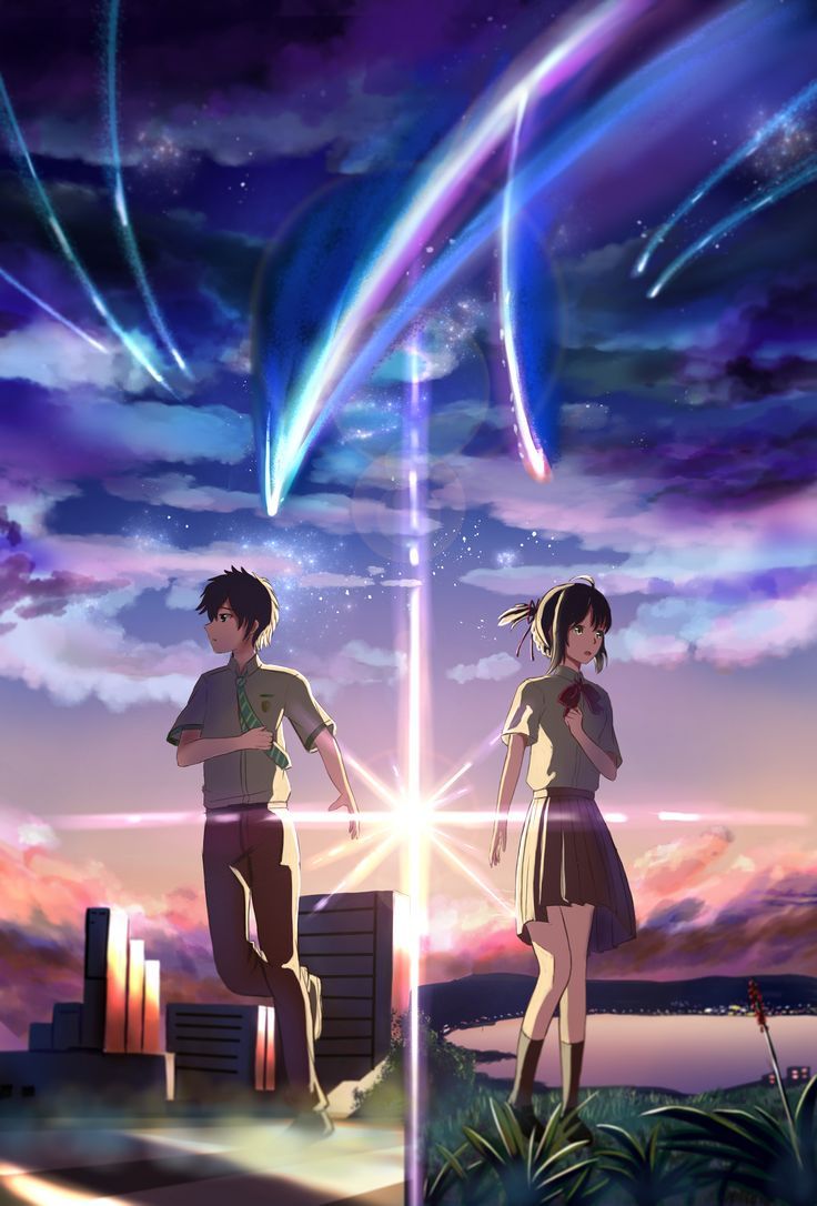 Taki and Mitsuha Kimi no Na wa Names Phone Wallpaper