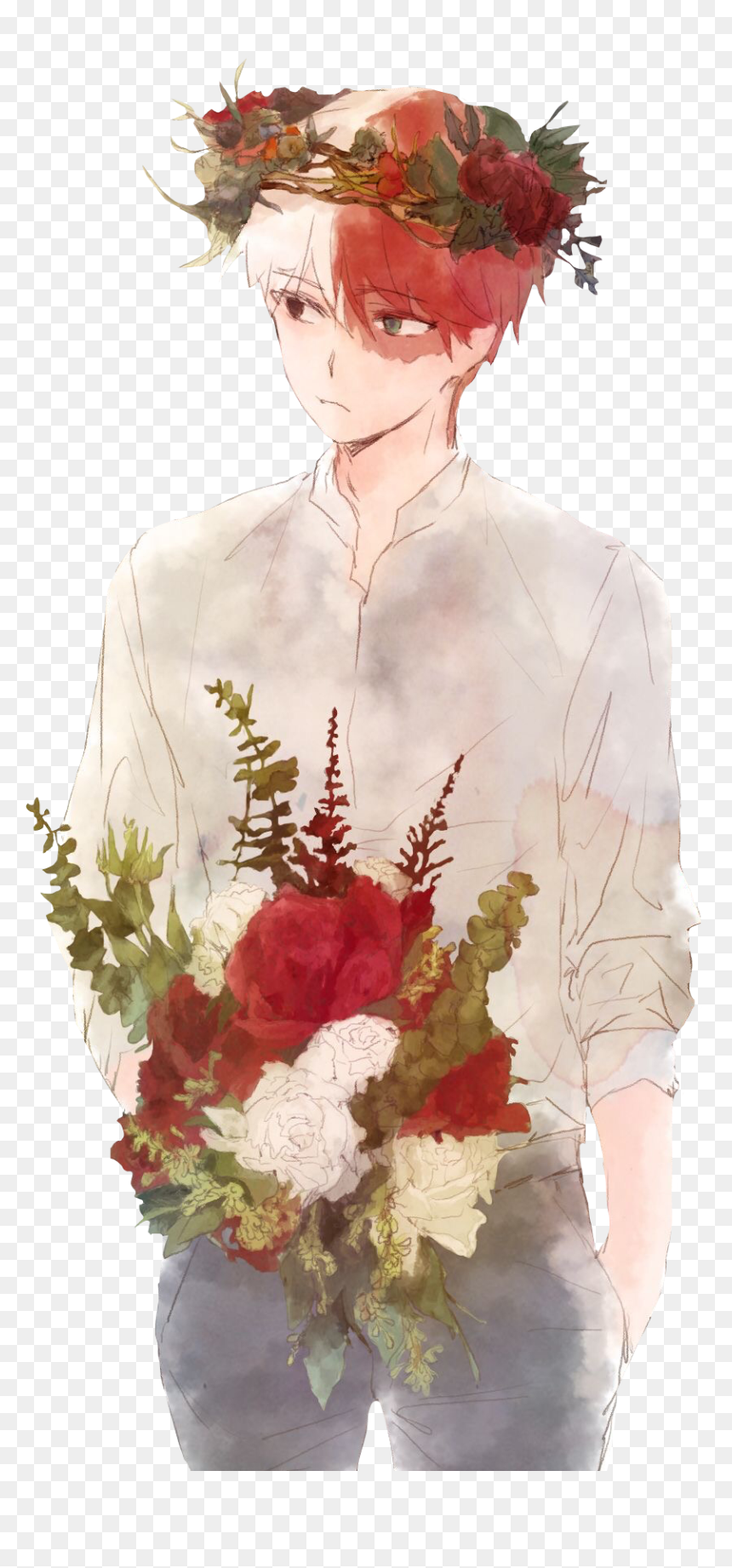 Todoroki Shouto Flowers, Png Download In A Flower Crown, Transparent Png shouto png PNG, Transparent Clipart (835*1762) Image on uokpl.rs