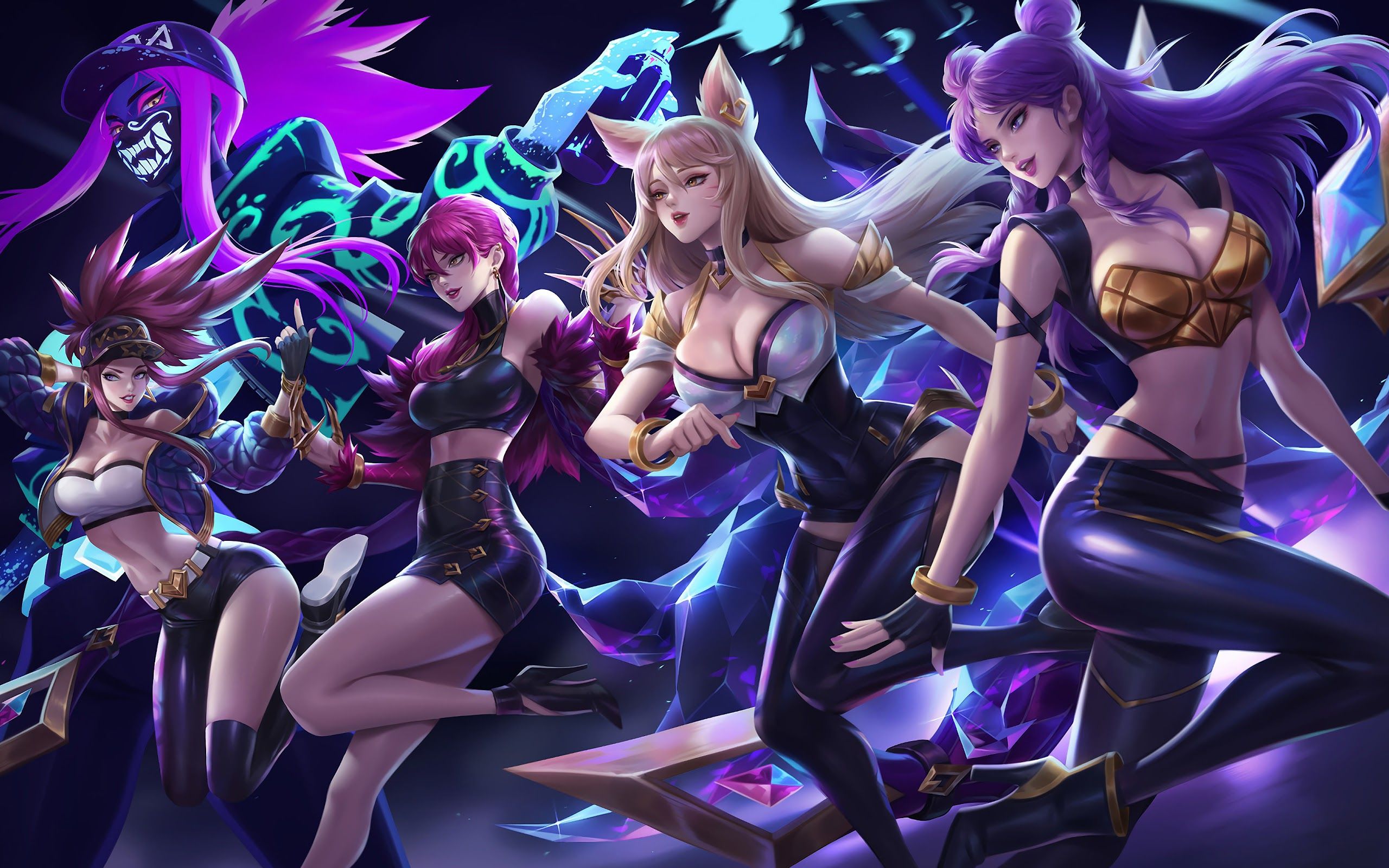 K DA Kai'Sa Ahri Evelynn Akali LoL 4K Wallpaper