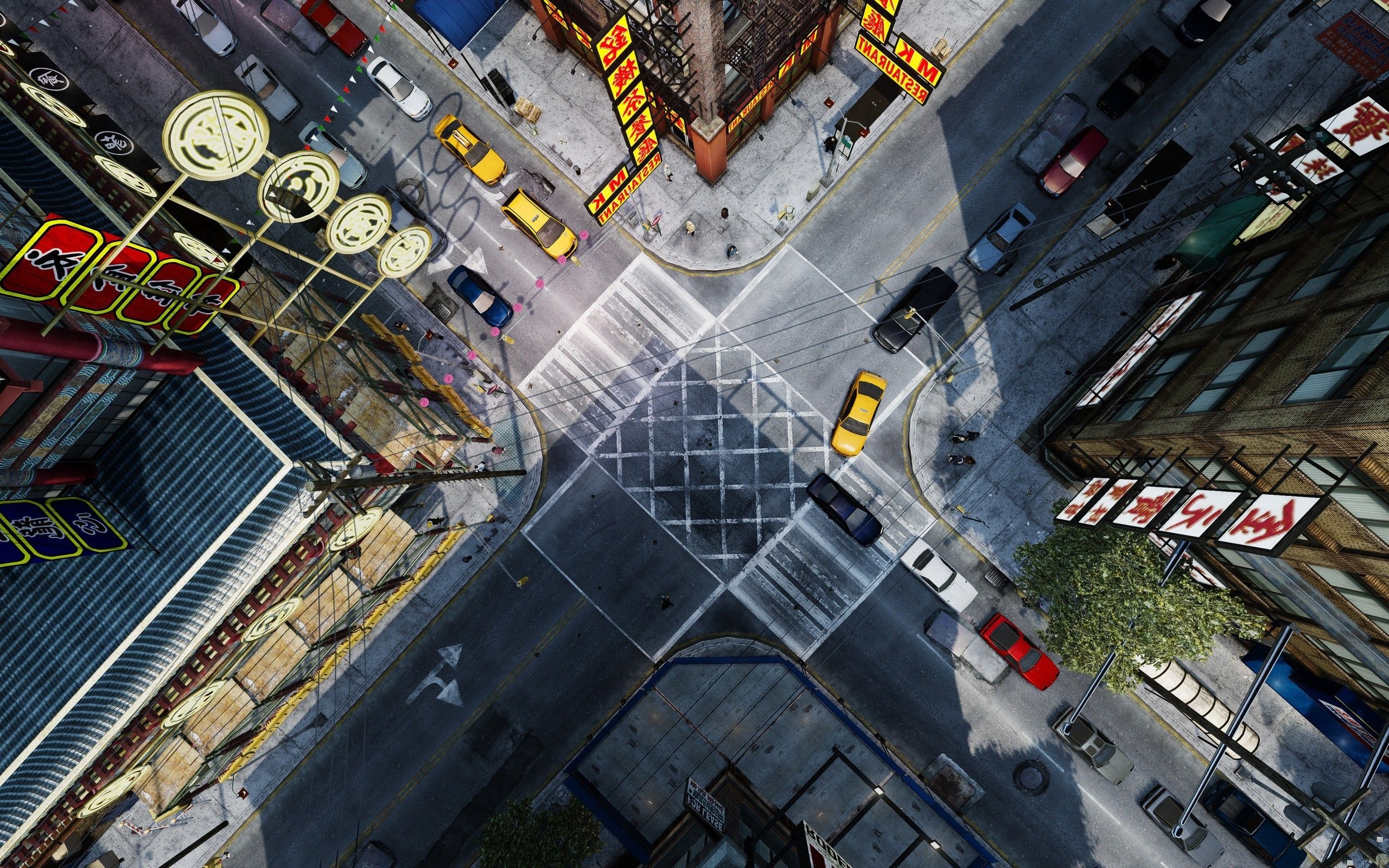 CGI, Intersections, Top View, Grand Theft Auto IV, Birds Eye View Wallpaper HD / Desktop and Mobile Background