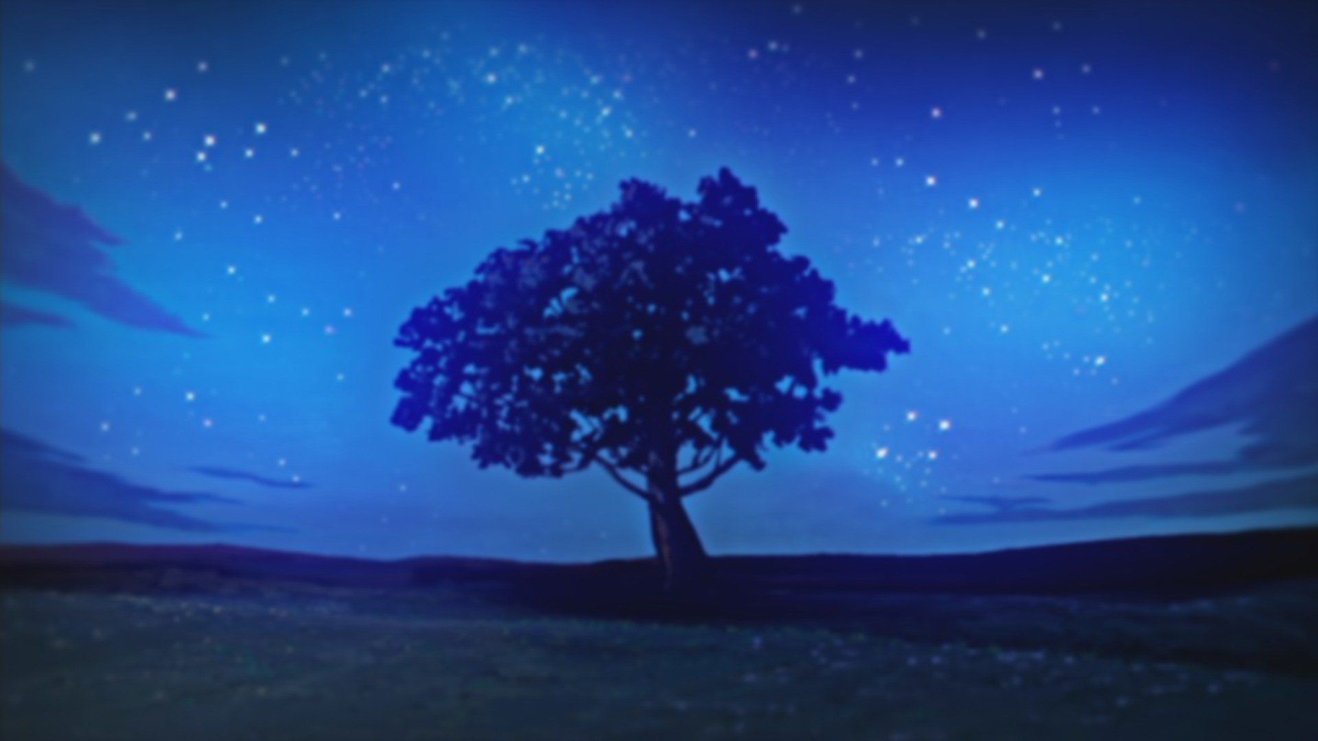 Nature trees night stars illustrations anime Nichijou skyscapes wallpaperx1080