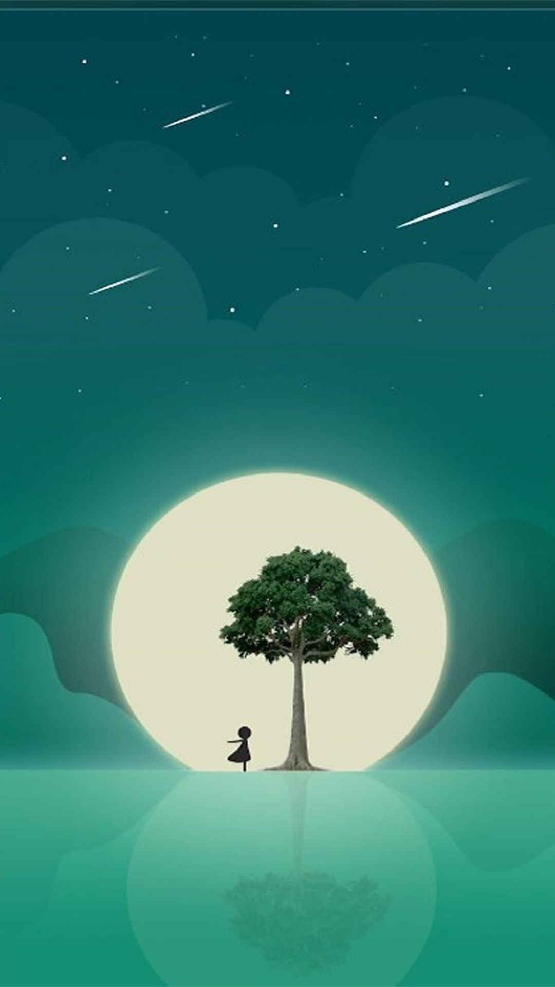 iPhone Wallpaper. Sky, Nature, Natural landscape, Tree, Green, Illustration