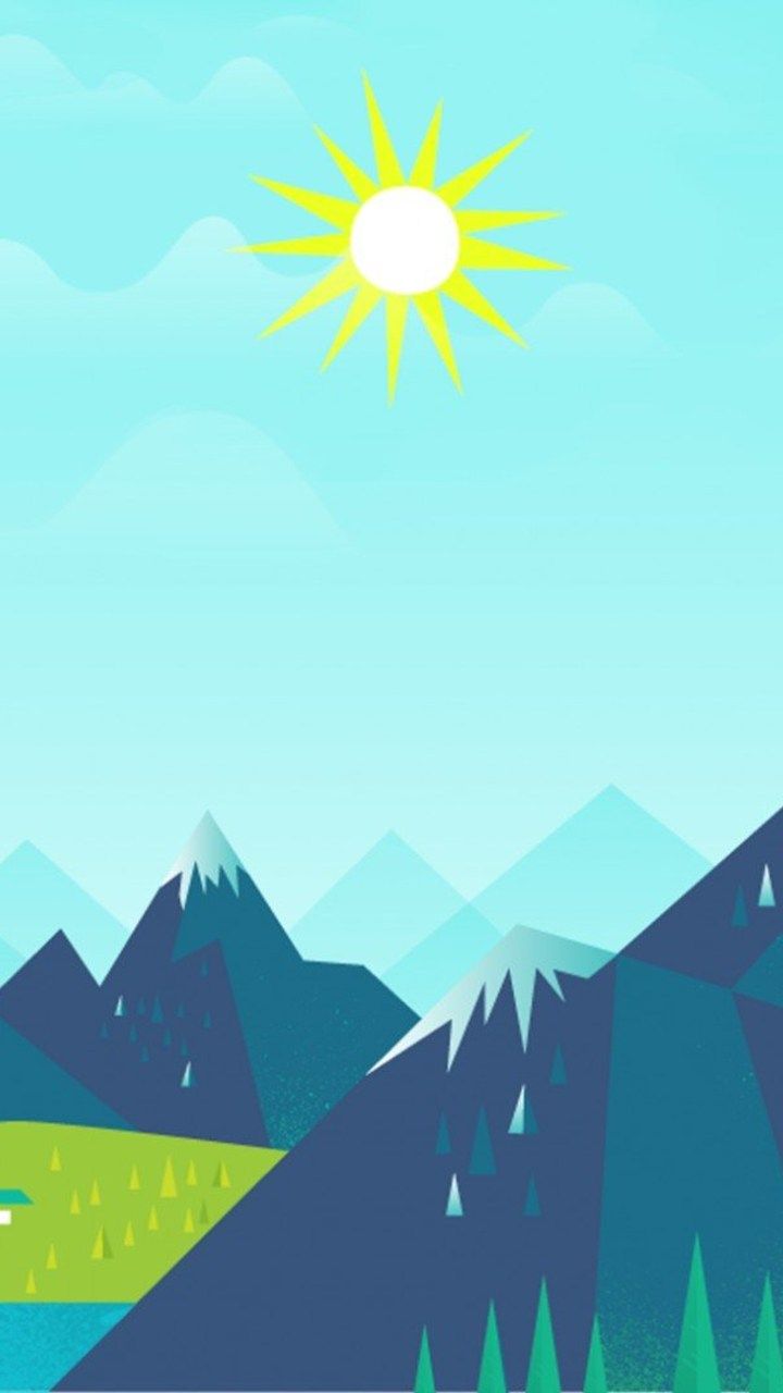 Sunny Nature Illustration Minimal iOS 14 HD Wallpaper ⋆ Traxzee