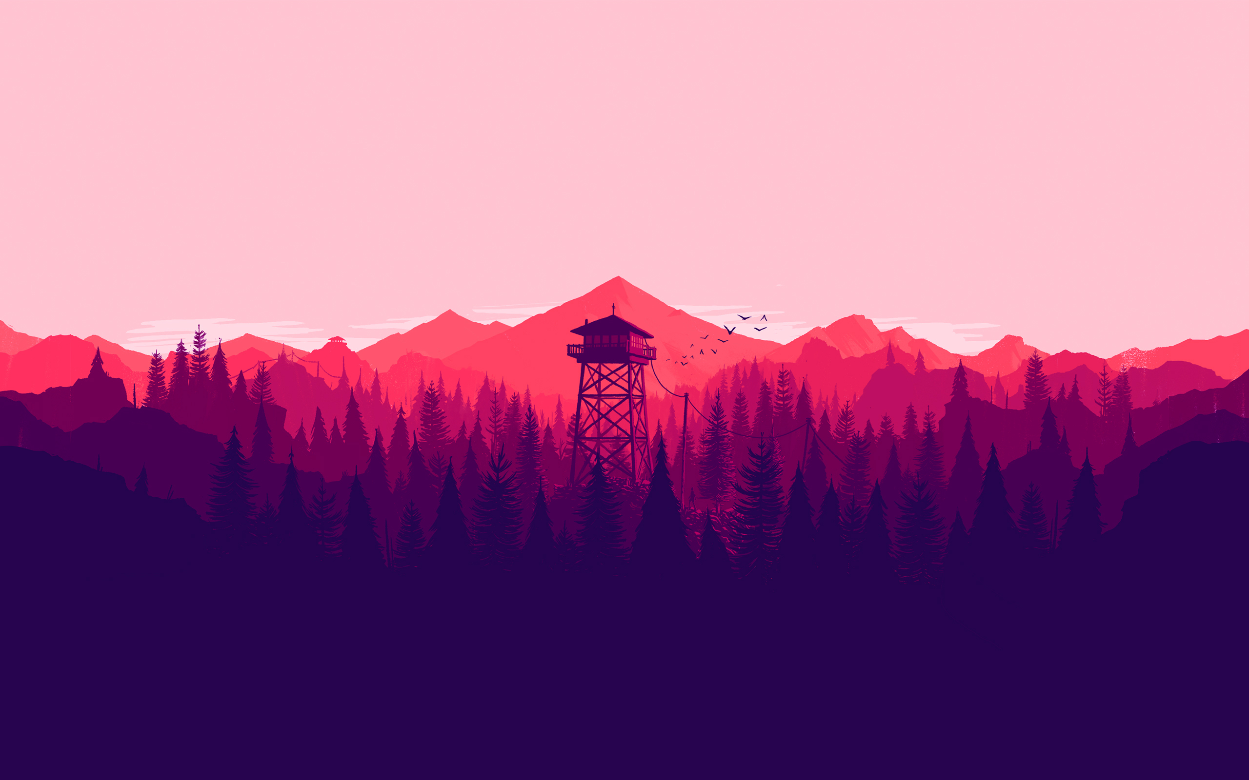 #landscape, #Firewatch, #tower, #colorful, #minimalism, # illustration, #Olly Moss, #forest, #digital art, #nature, #video games, #fire lookout tower, #low poly, #mountains, #artwork, wallpaper. Mocah.org HD Wallpaper