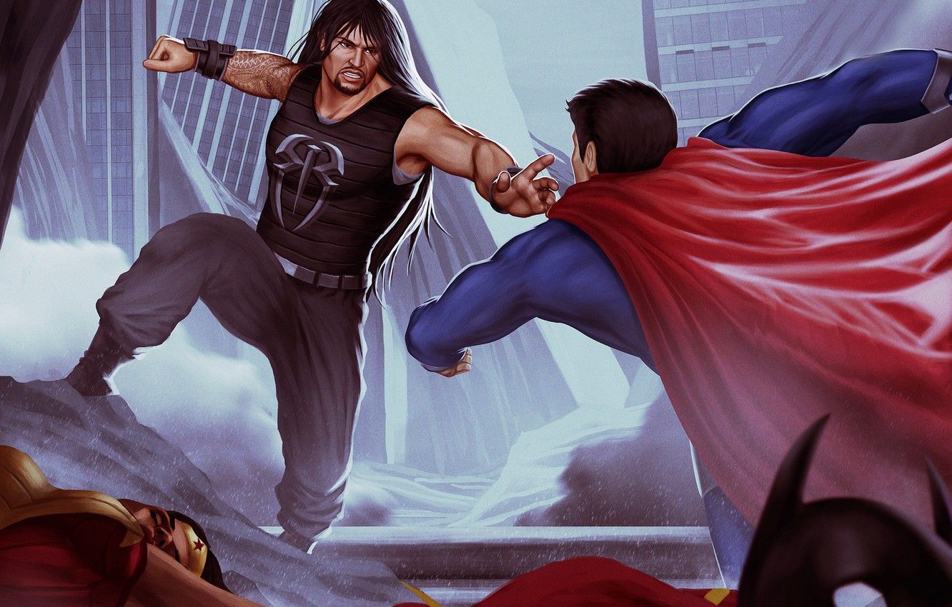Wallpaper Superman, Punch, Roman Reigns image for desktop, section живопись