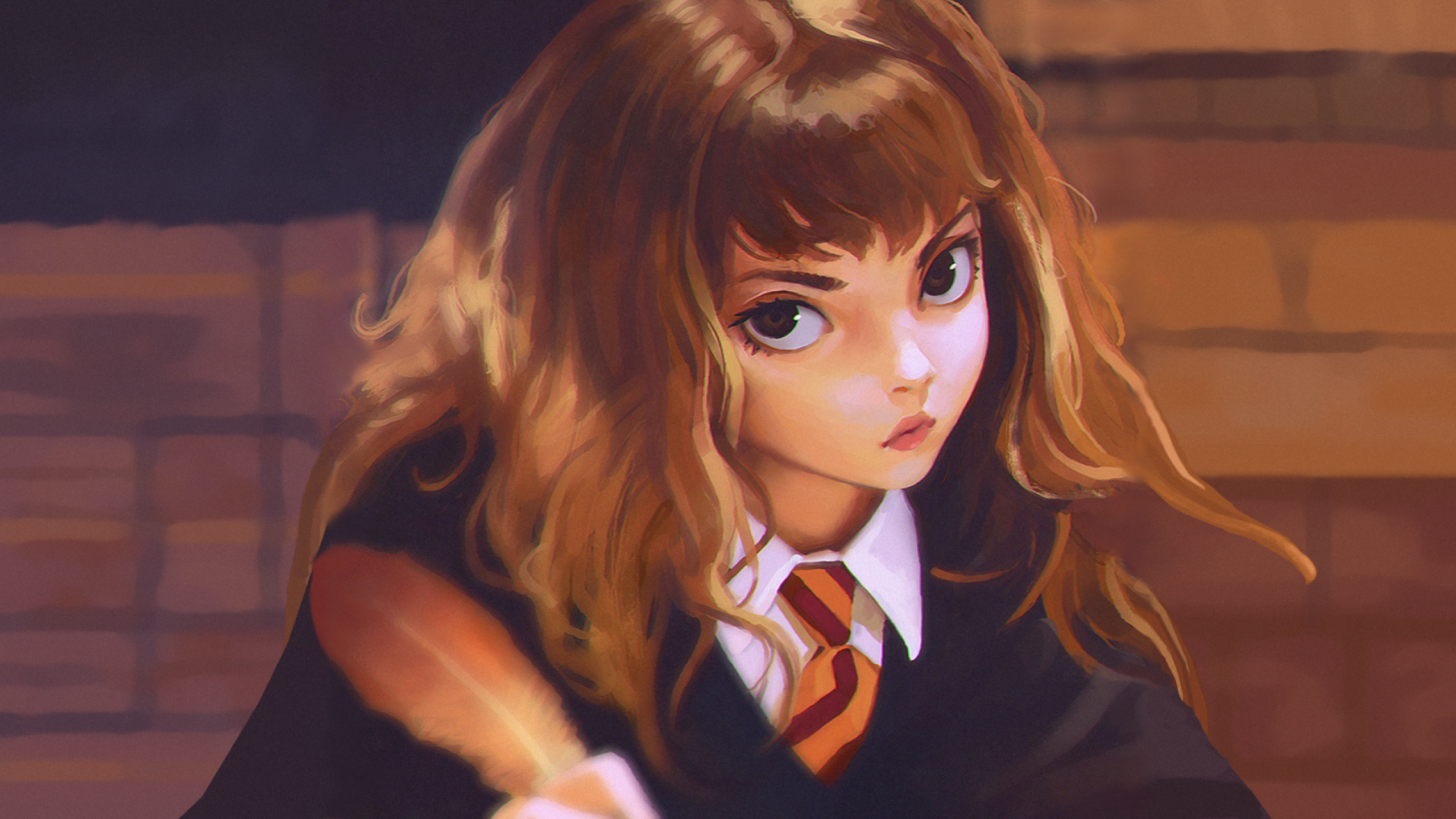 Download 2560x1440 Hermione Granger, Anime Style, Harry Potter, Feather, Semi Realistic Wallpaper for iMac 27 inch