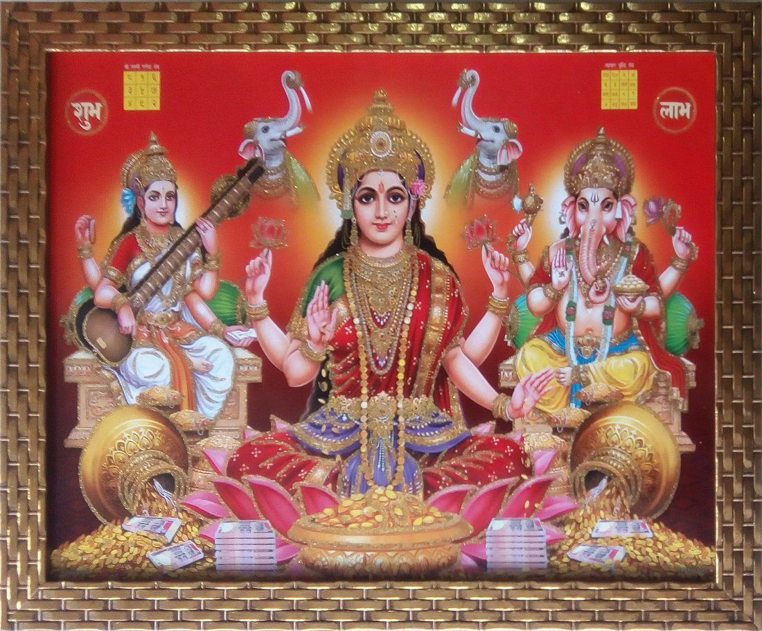 Buy Shree Handicraft Laxmi Ganesh Saraswati Ji Diwali Pooja Photo Frame (Acrylic, 34 x 44 x 1 cm) Online at Low Prices in India