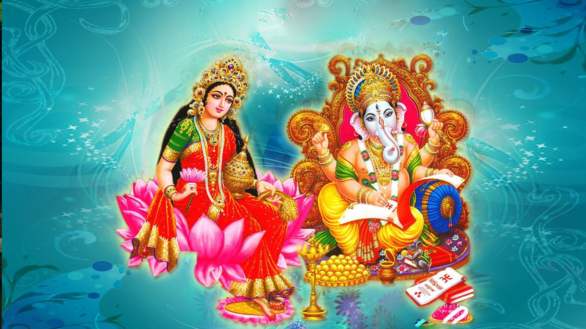 Laxmi Ganesh 3D Image Wallpaper Photo. Goddess Maa Lakshmi