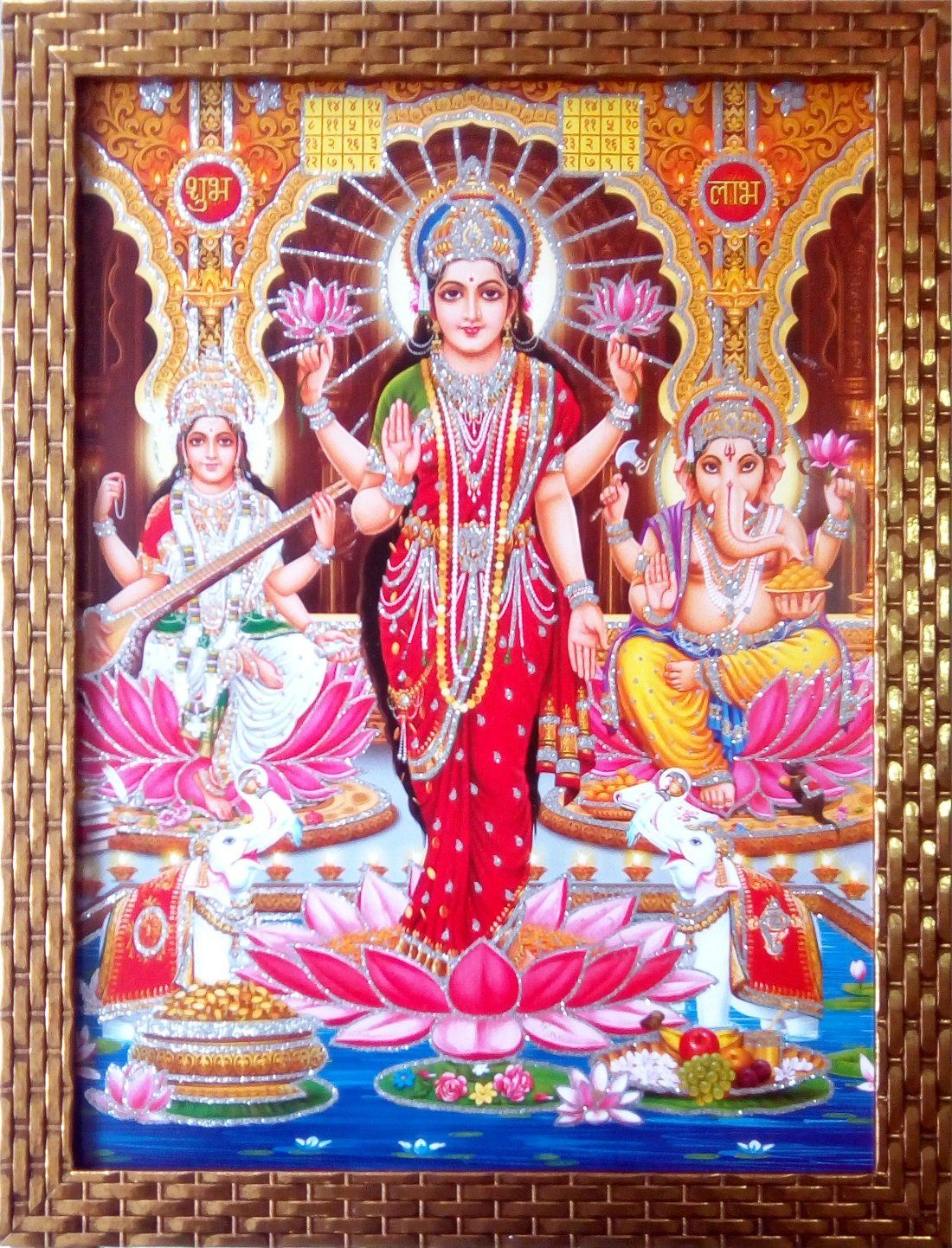 Buy Shree Handicraft Laxmi Ji Ganesh Ji Saraswati ji Photo Frame Home Décor Laxmi Ganesh Saraswati Photo Frame Goddess Lakshmi Laxmi Ji Home Décor Lakshmi Ganesha Photo Frame Diwali Gift Photo Frame
