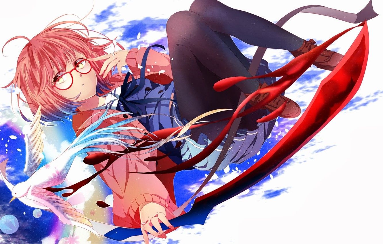 Wallpaper girl, glasses, Anime, art, beyond, kyoukai no kanata, mirai kuriyama image for desktop, section прочее