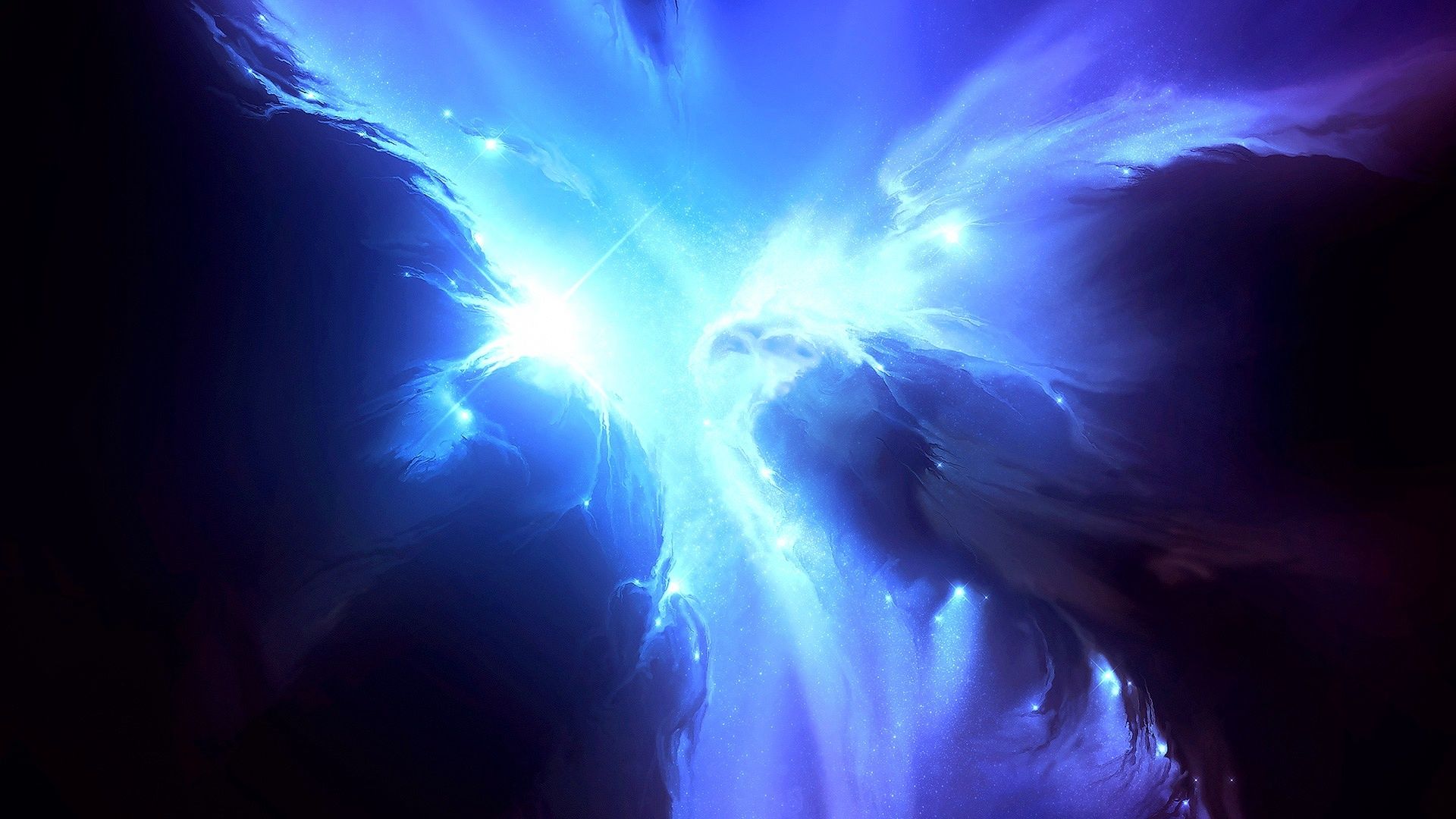 Download desktop wallpaper Ice Blue abstraction like a cosmic nebula