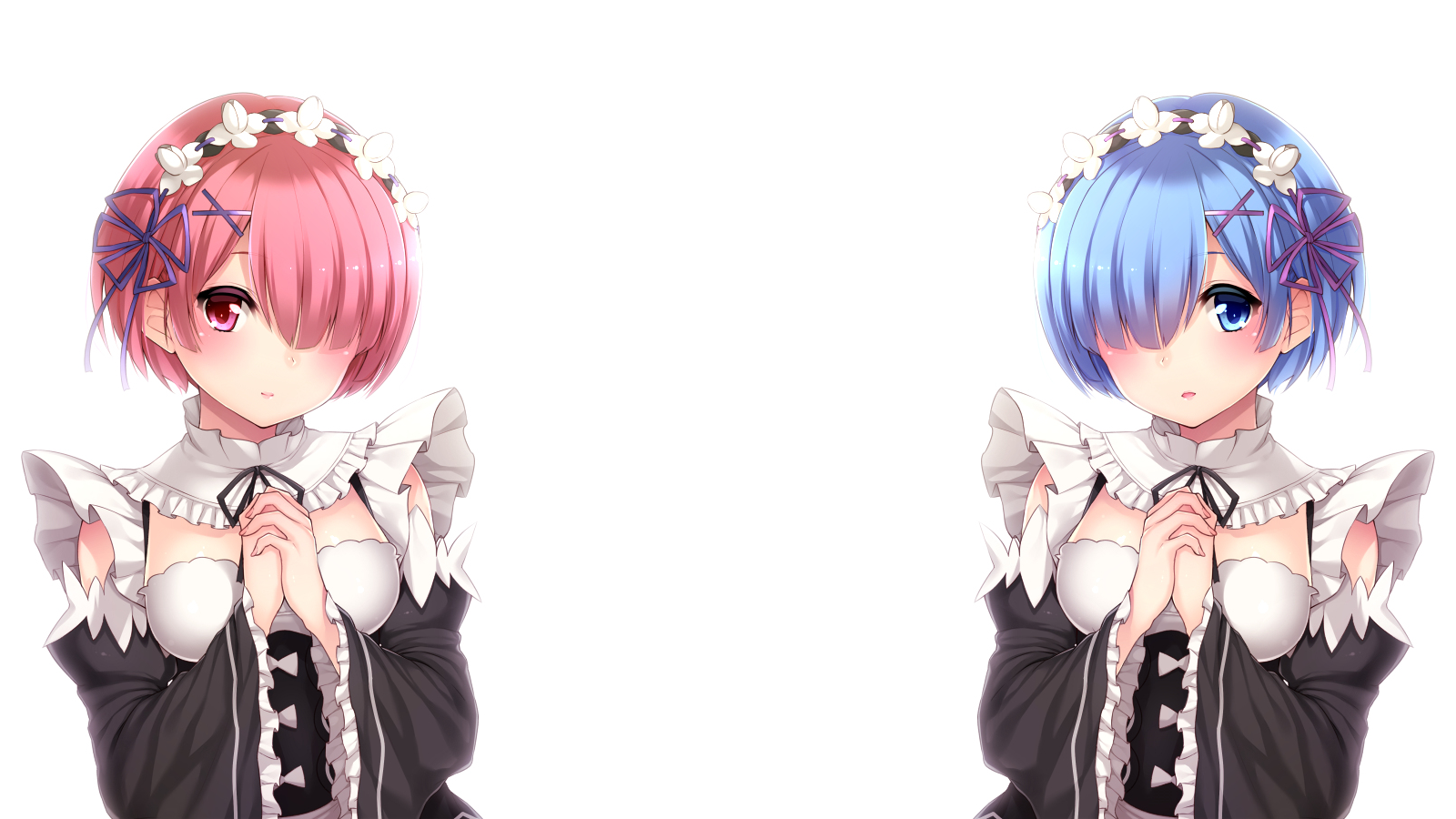 Simple Rem and Ram Wallpaper [Re:Zero] (1600x900)