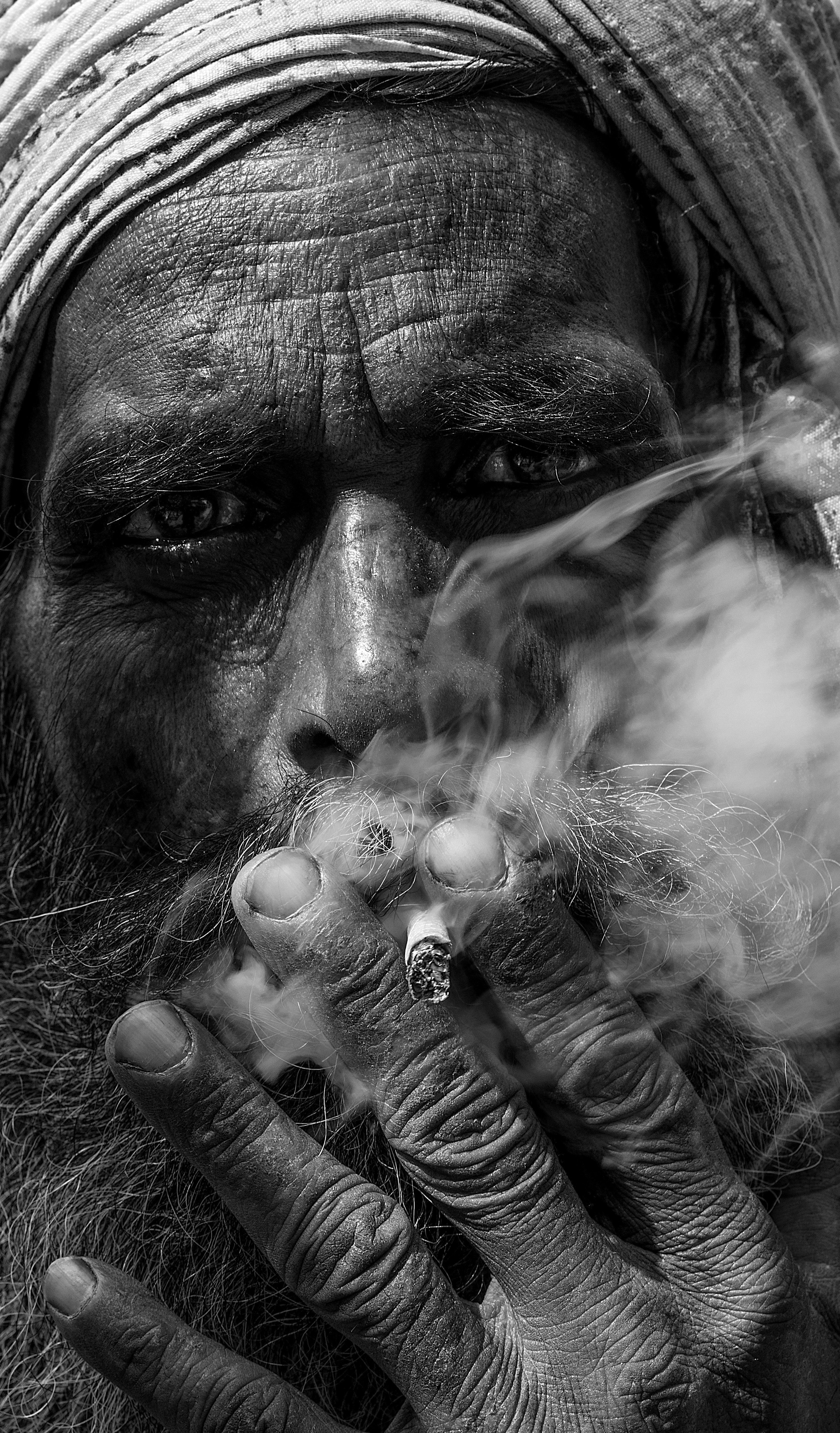 Old Man Smoking Cigarette · Free