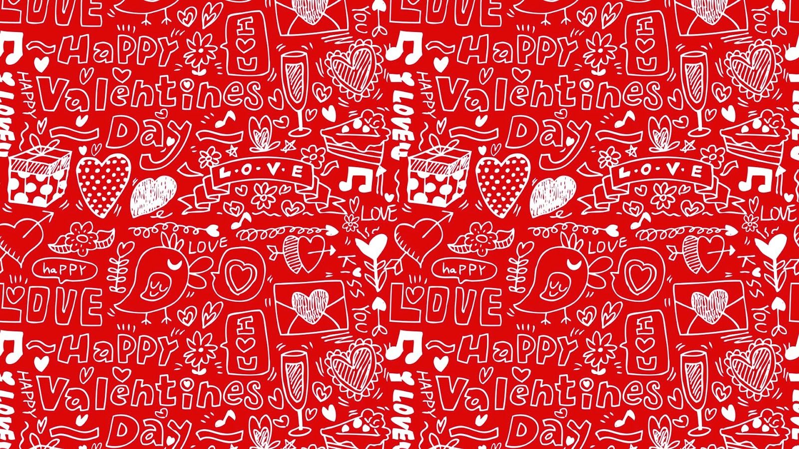 Valentines Day Collage Red Background White Text