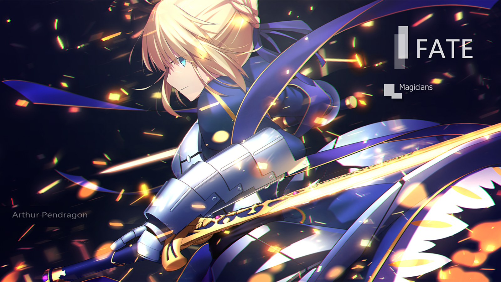 Download 1600x900 Saber, Fate Stay Night, Armor, Sword, Profile View Wallpaper