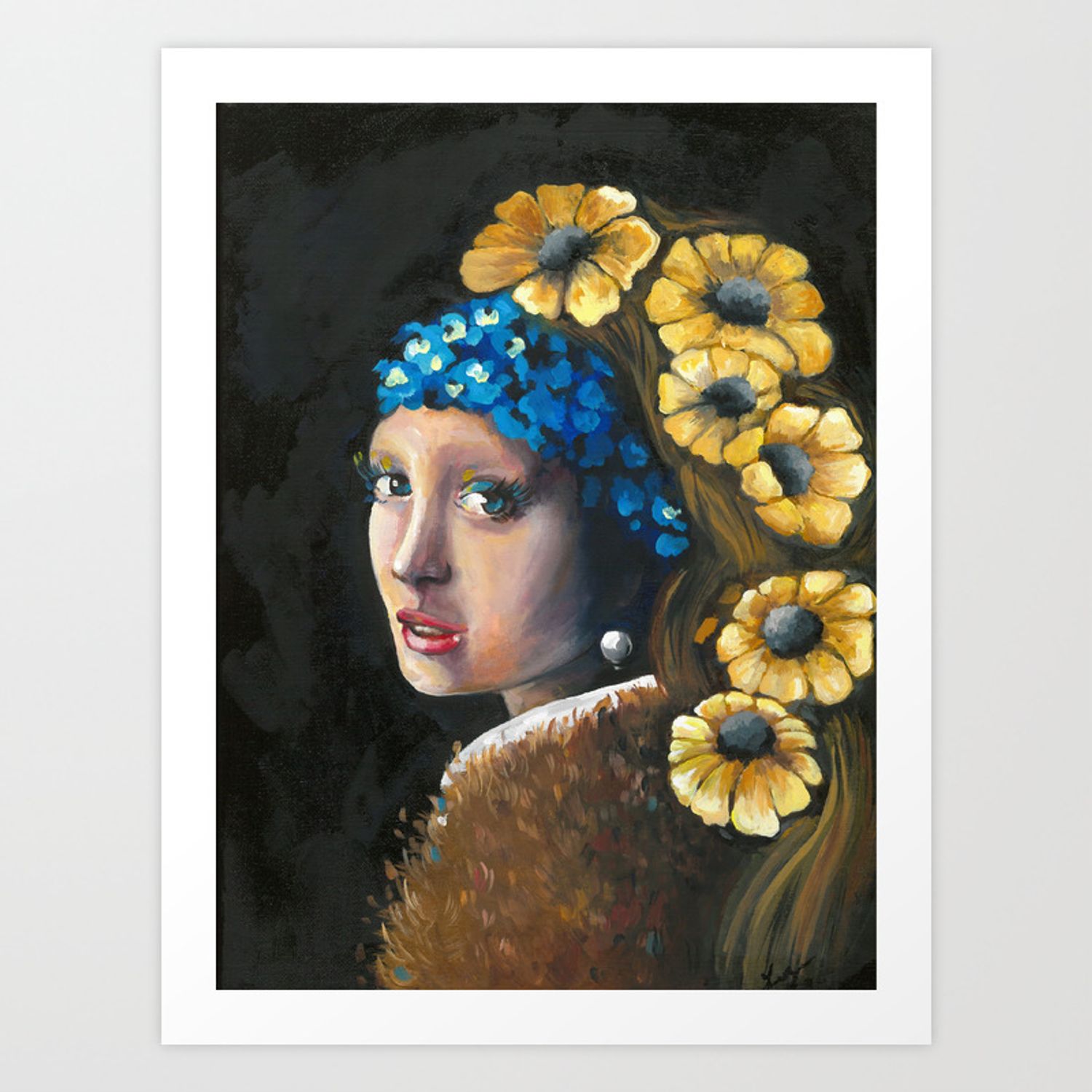 Contemporary Girl with the Pearl Earring Art Print