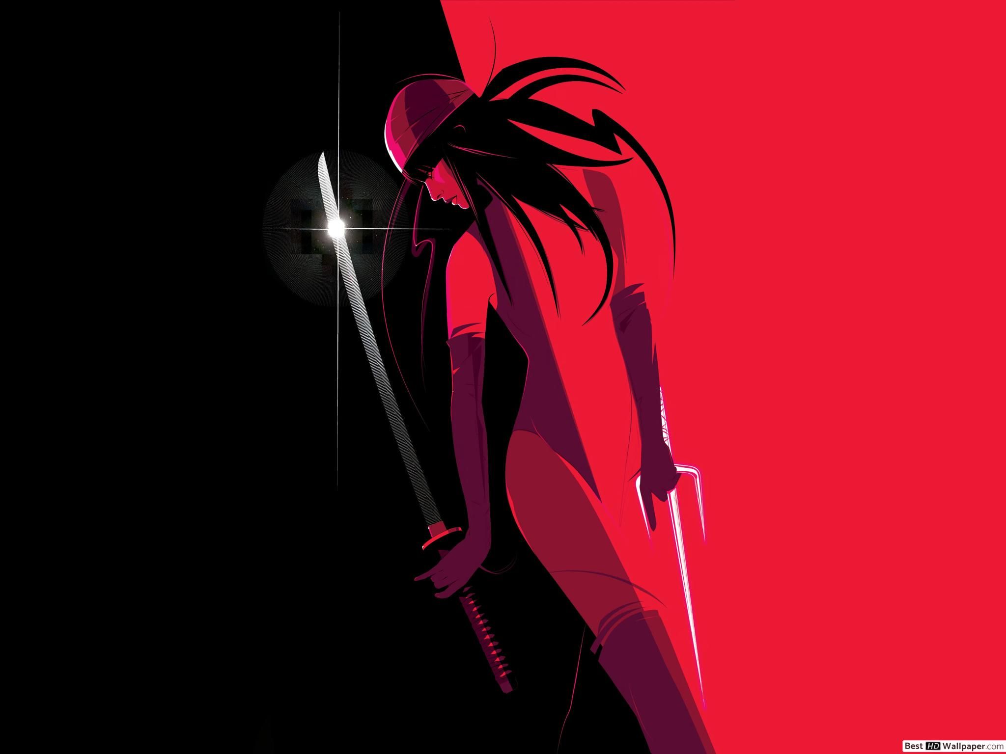 Black and red Elektra minimalist HD wallpaper download