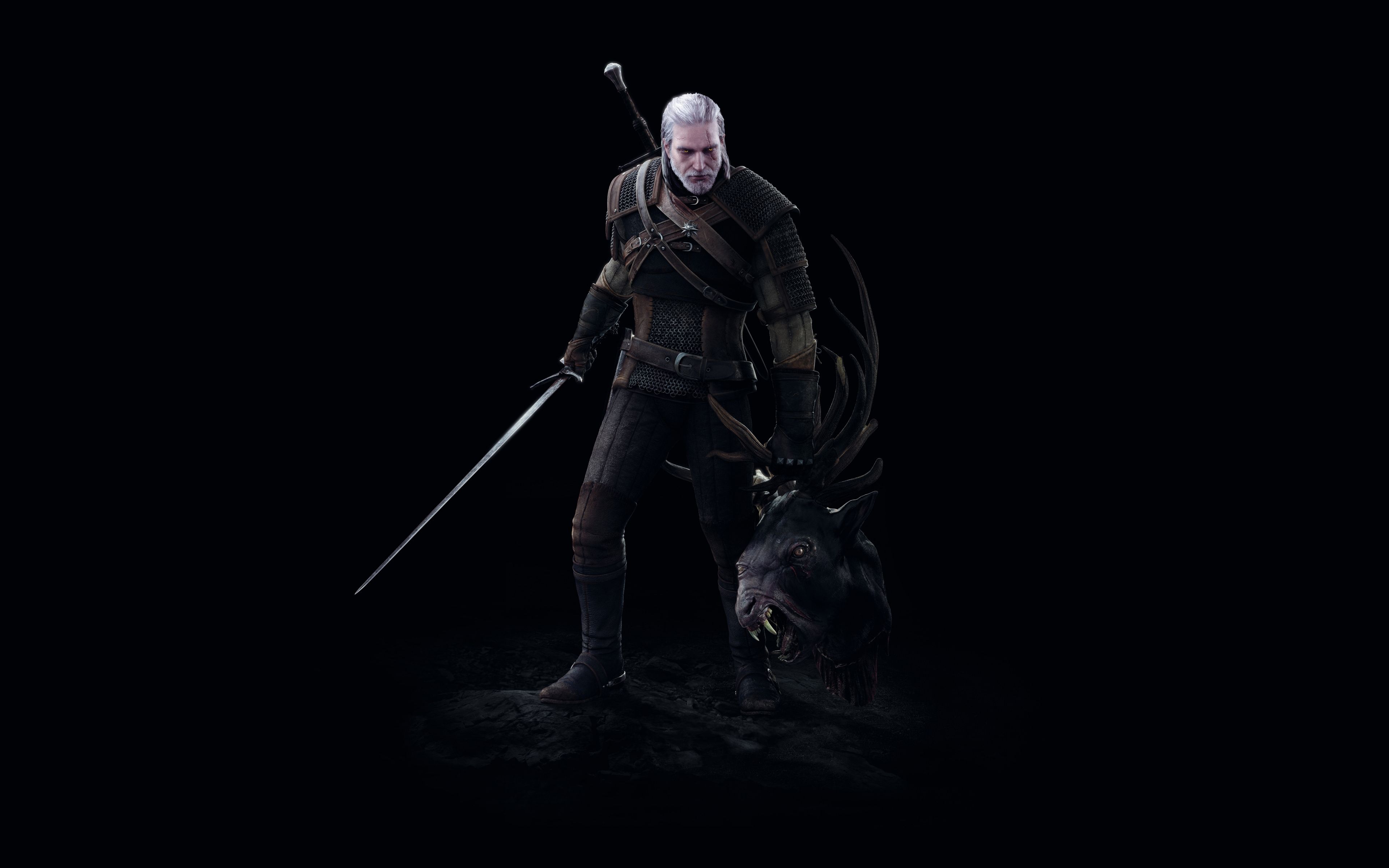 Download Minimal, The Witcher 3: Wild Hunt, video game, art wallpaper, 3840x2400, 4K Ultra HD 16:10, Widescreen