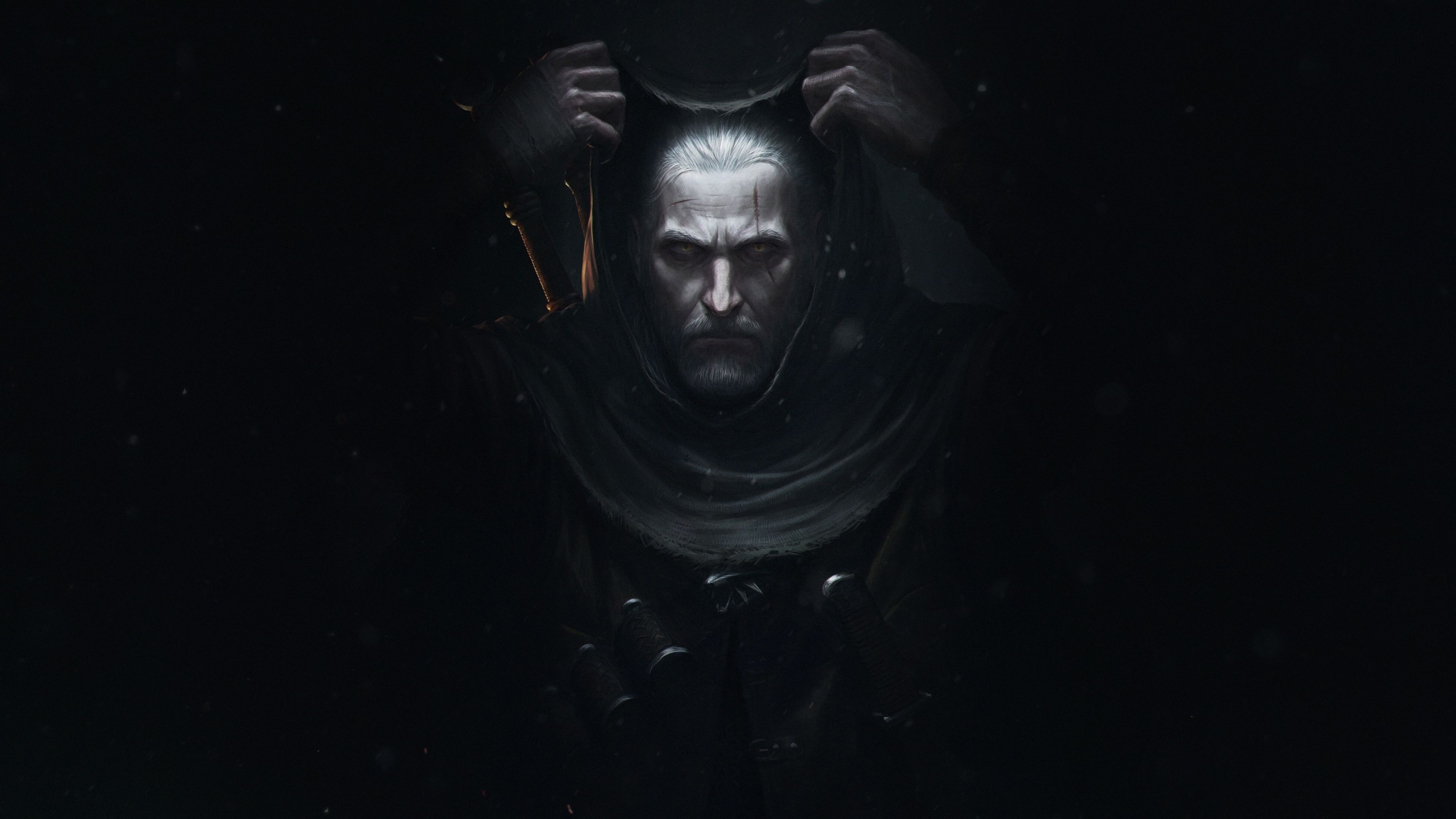 Download The Witcher 3: Wild Hunt, video game, dark, poster wallpaper, 3840x2160, 4K UHD 16:9, Widescreen