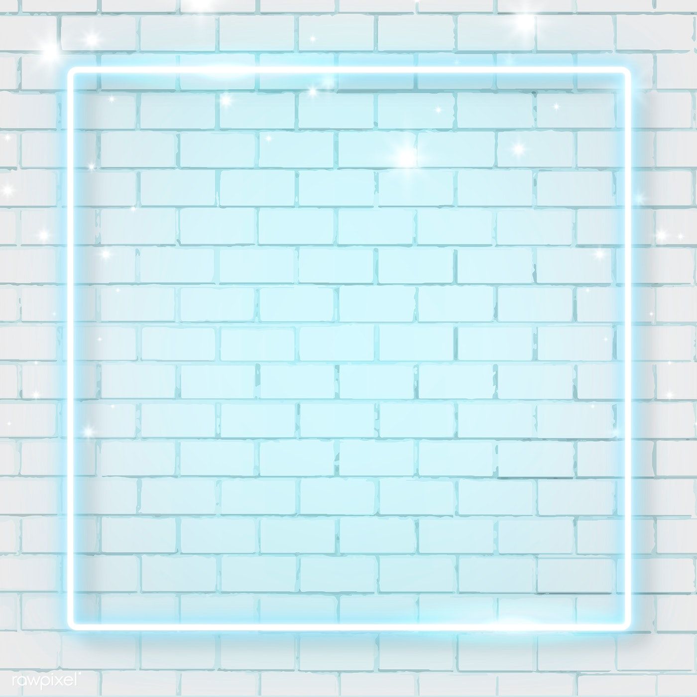 Download premium vector of Square blue neon frame on brick wall background. Brick wall wallpaper, Brick wall background, Wall background