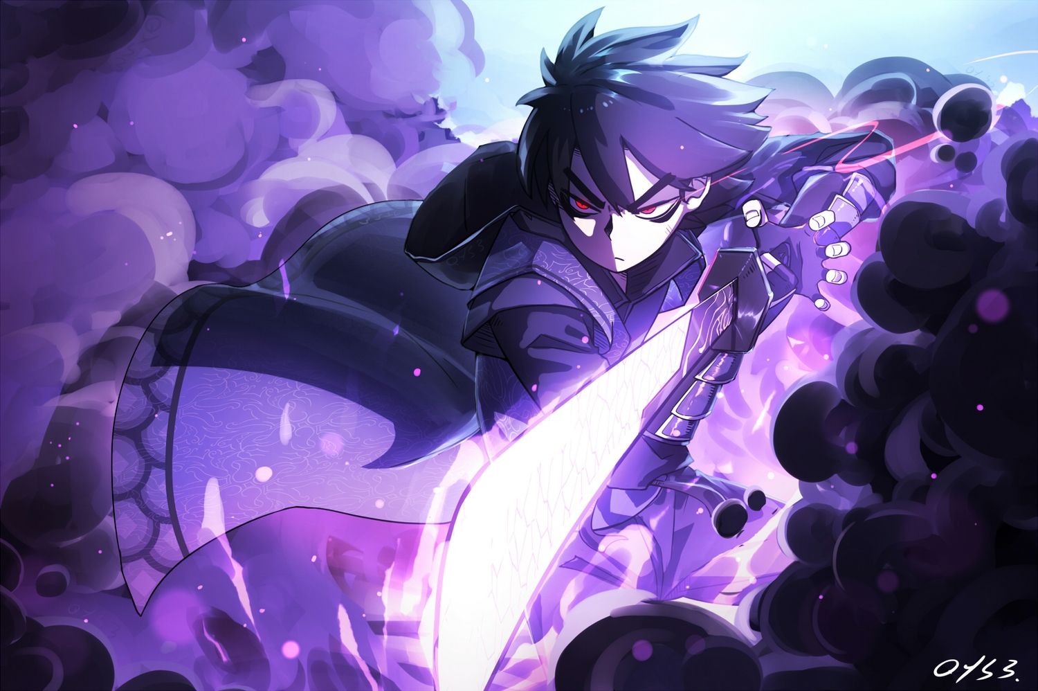 Black to Purple Messy Cool Boy Anime Hair | Roblox Item - Rolimon's