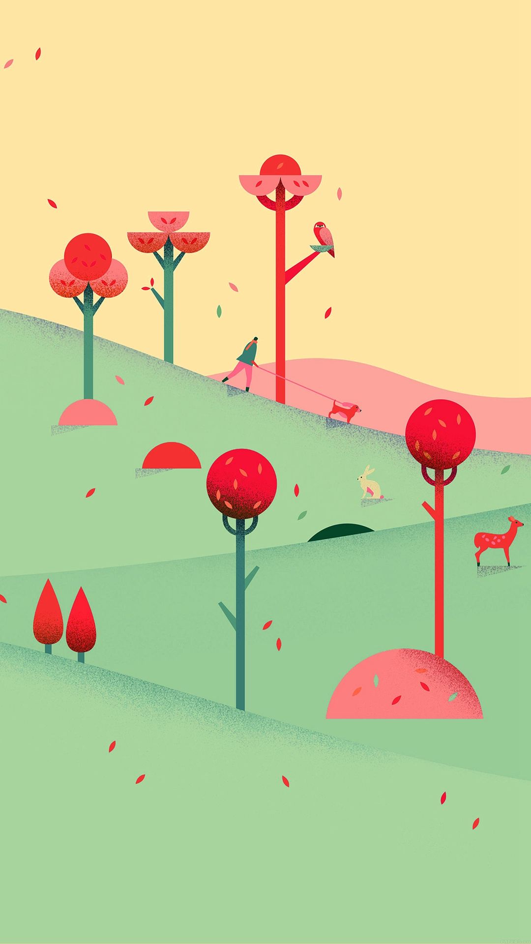 Google Lollipop September Fall Mountain Animals iPhone 8 Wallpaper Free Download