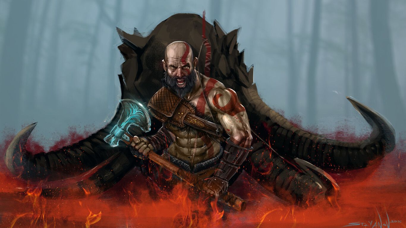 God Of War 4 Art 1366x768 Resolution HD 4k Wallpaper, Image, Background, Photo and Picture