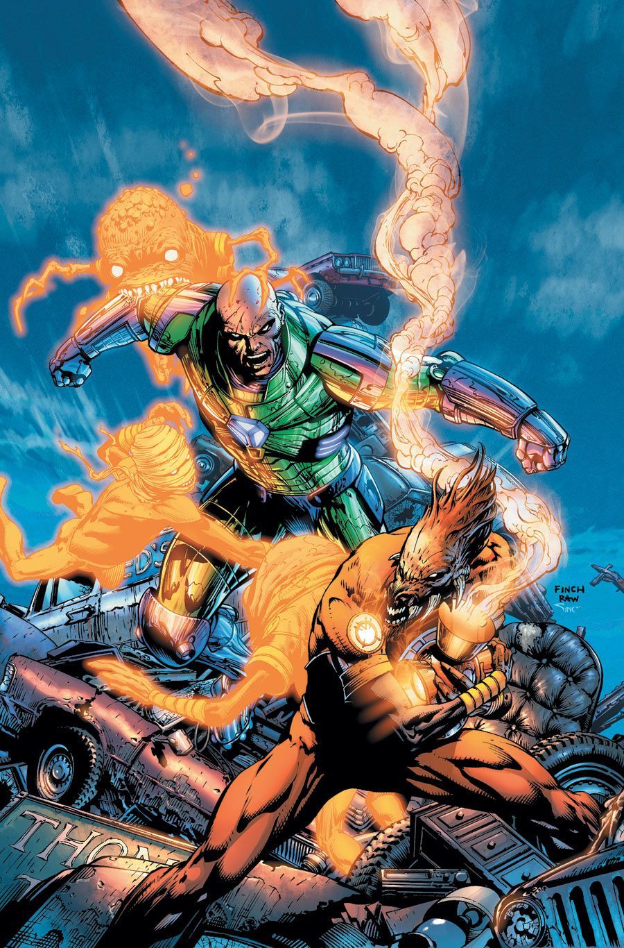 Action Comics Luthor and Larfleeze by David Finch. Green lantern corps, Comics, Comic villains
