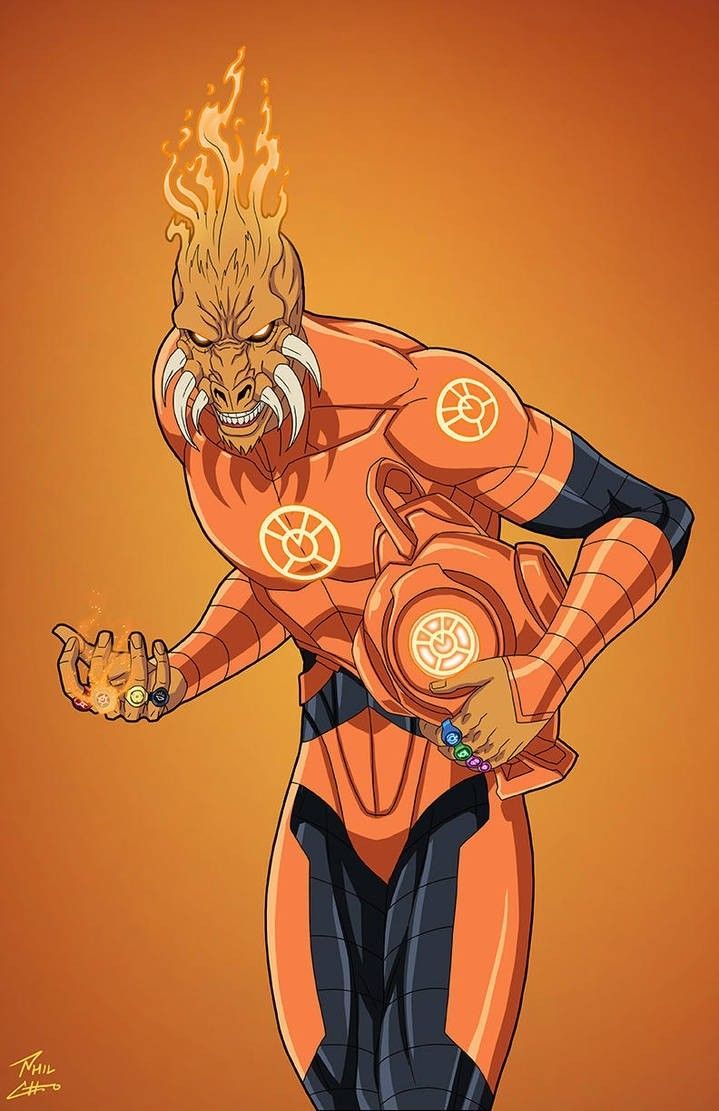 Larfleeze (Orange Lantern). Dc comics art, Comic villains, Orange lanterns