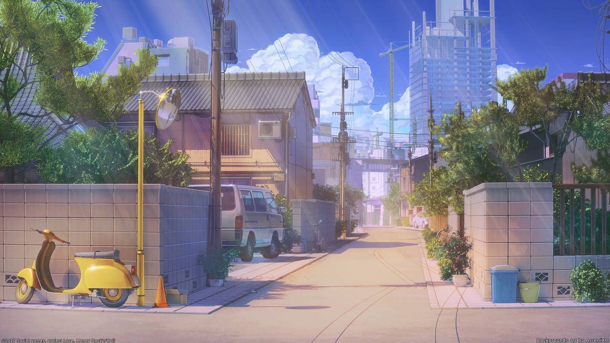 Street. Cenário anime, Fundo de animação, Cenário para vídeos