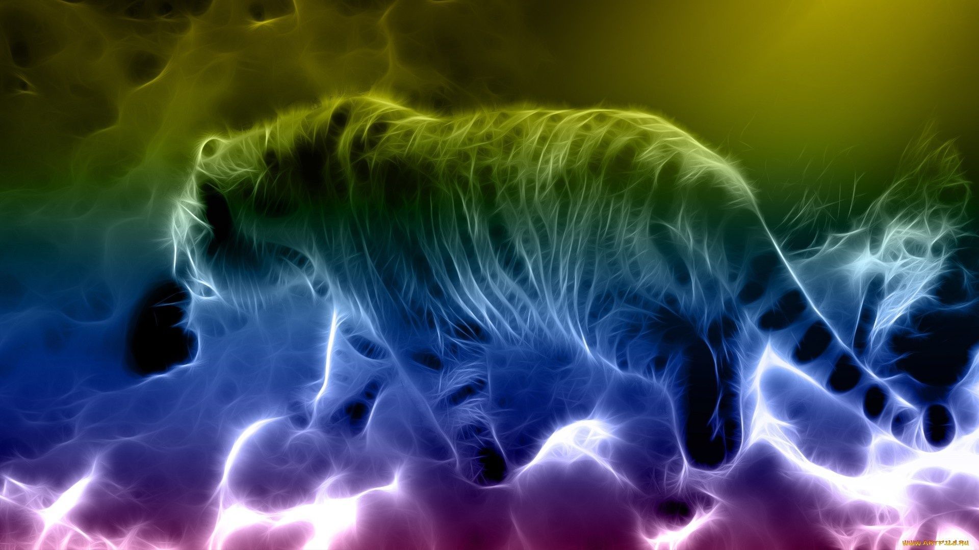 Art abstract fractal animals cats tiger rainbow predator wildlife wallpaperx1080. Tiger image, Predator art, Tiger wallpaper
