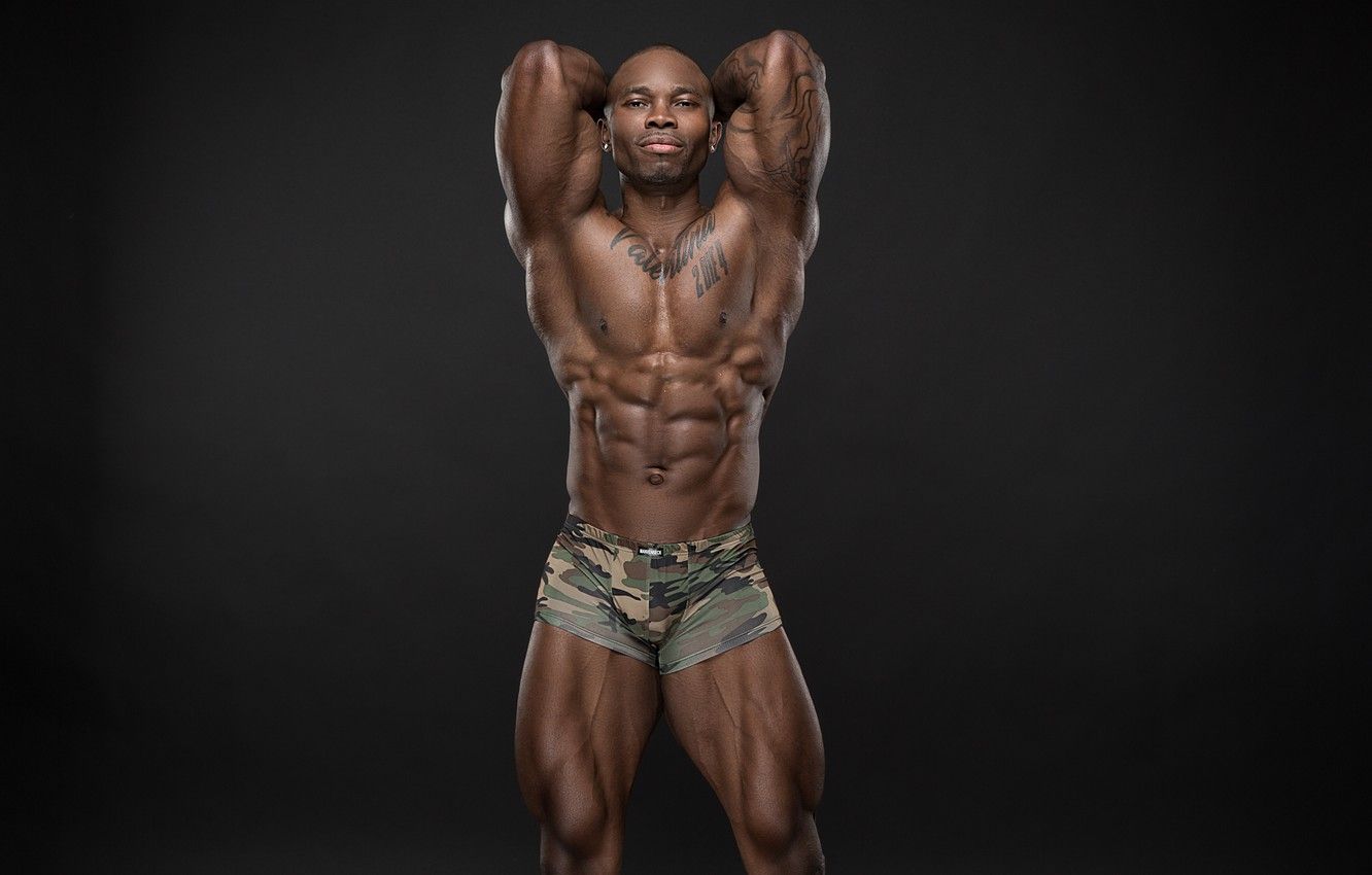 Wallpapers smile, power, muscles, abs, black men image for desktop, section...