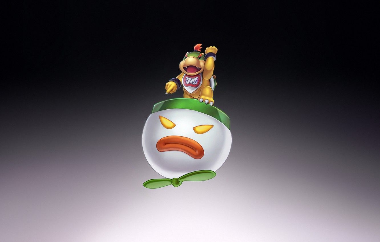 Wallpaper Fantasy, Art, Background, Illustration, Minimalism, Super Mario, Character, Bowser, Nick Savino, Bowser Jr. image for desktop, section минимализм