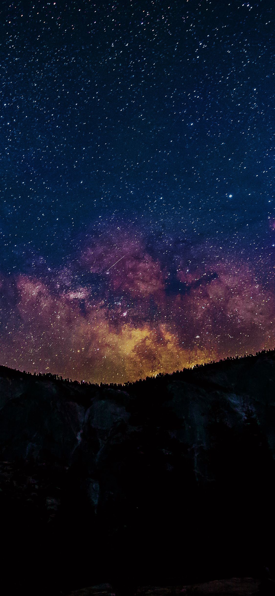 Aurora Star Night Sky Space Blue Mountain Dark Wallpaper