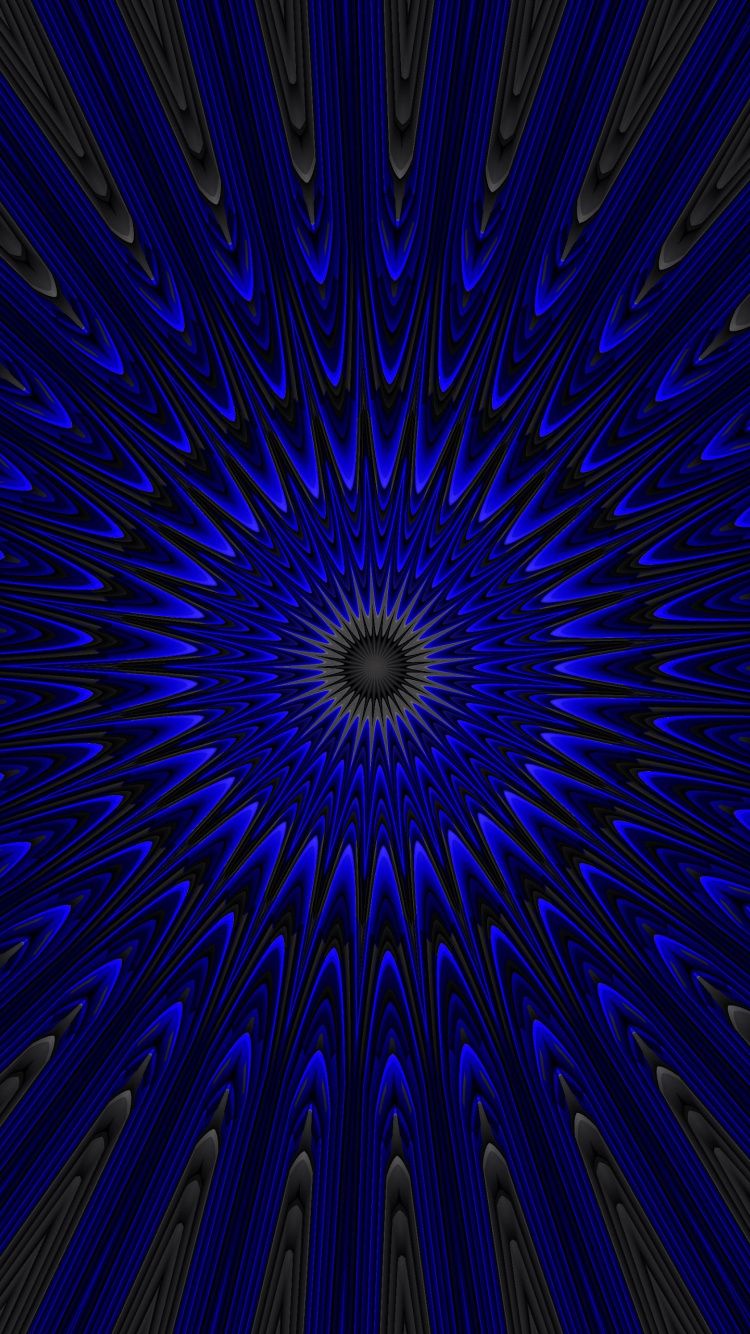 Download Blue circles, fractal, mandala, art wallpaper, 750x iphone iPhone 8