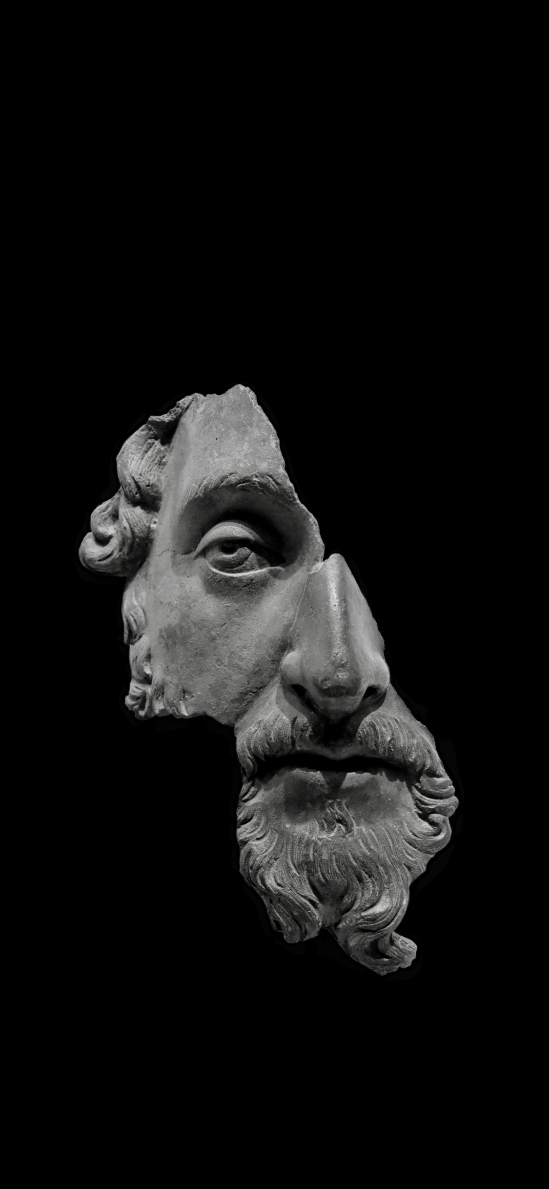 Marcus Aurelius iPhone X Wallpaper, fragment of bronze portrait (1125 × 2436)